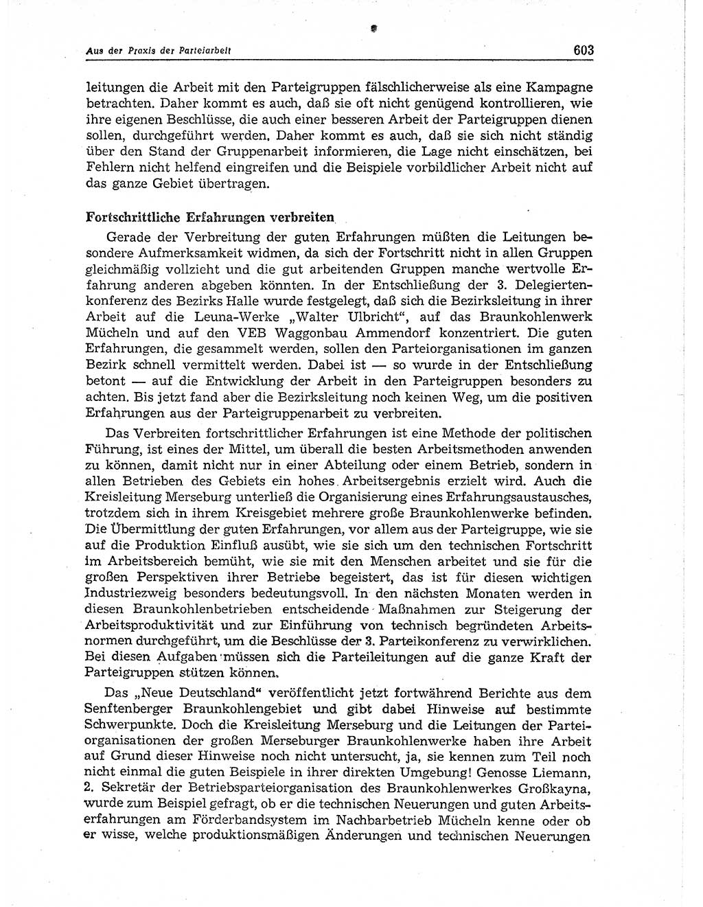 Neuer Weg (NW), Organ des Zentralkomitees (ZK) der SED (Sozialistische Einheitspartei Deutschlands) für Fragen des Parteiaufbaus und des Parteilebens, 11. Jahrgang [Deutsche Demokratische Republik (DDR)] 1956, Seite 603 (NW ZK SED DDR 1956, S. 603)