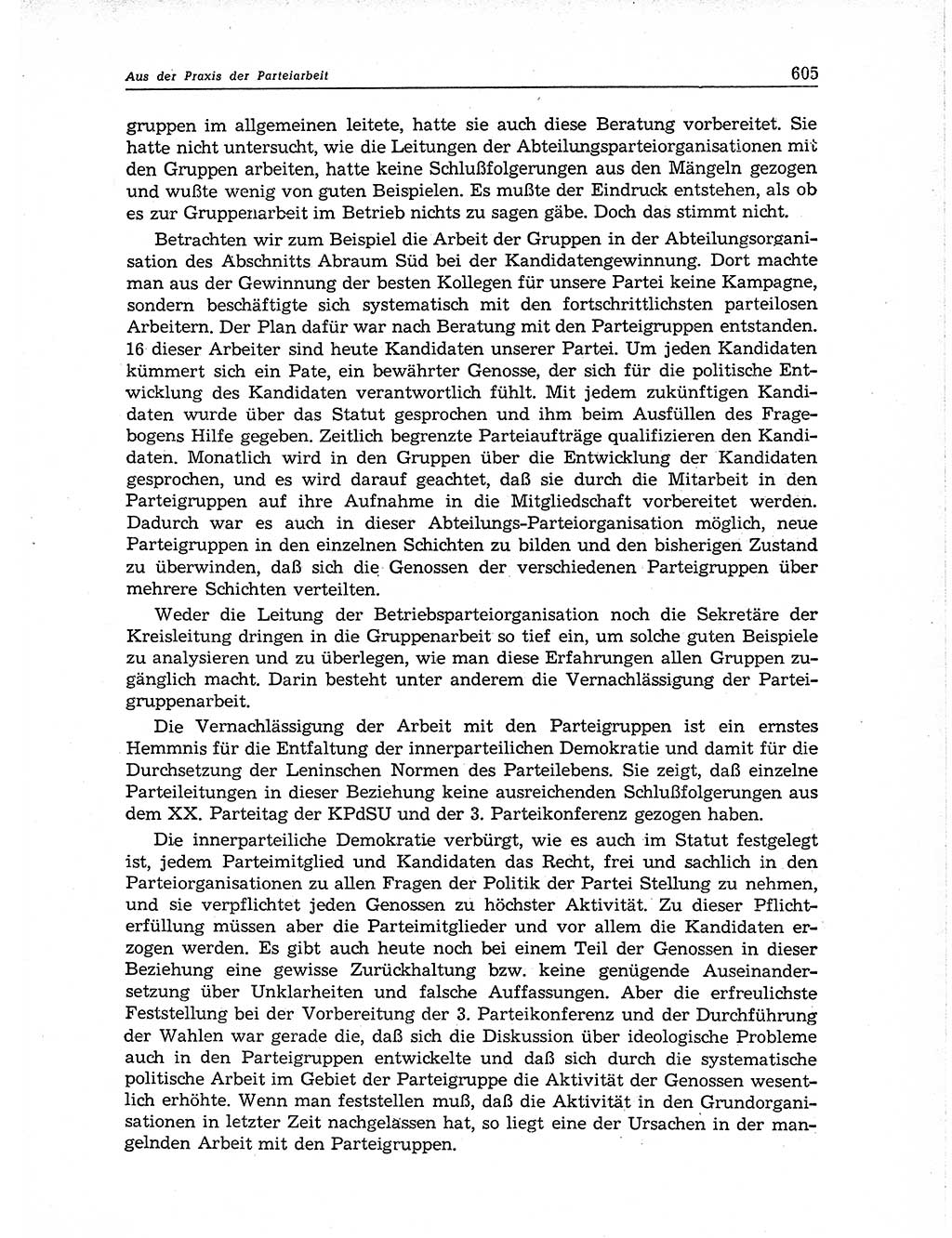 Neuer Weg (NW), Organ des Zentralkomitees (ZK) der SED (Sozialistische Einheitspartei Deutschlands) für Fragen des Parteiaufbaus und des Parteilebens, 11. Jahrgang [Deutsche Demokratische Republik (DDR)] 1956, Seite 605 (NW ZK SED DDR 1956, S. 605)