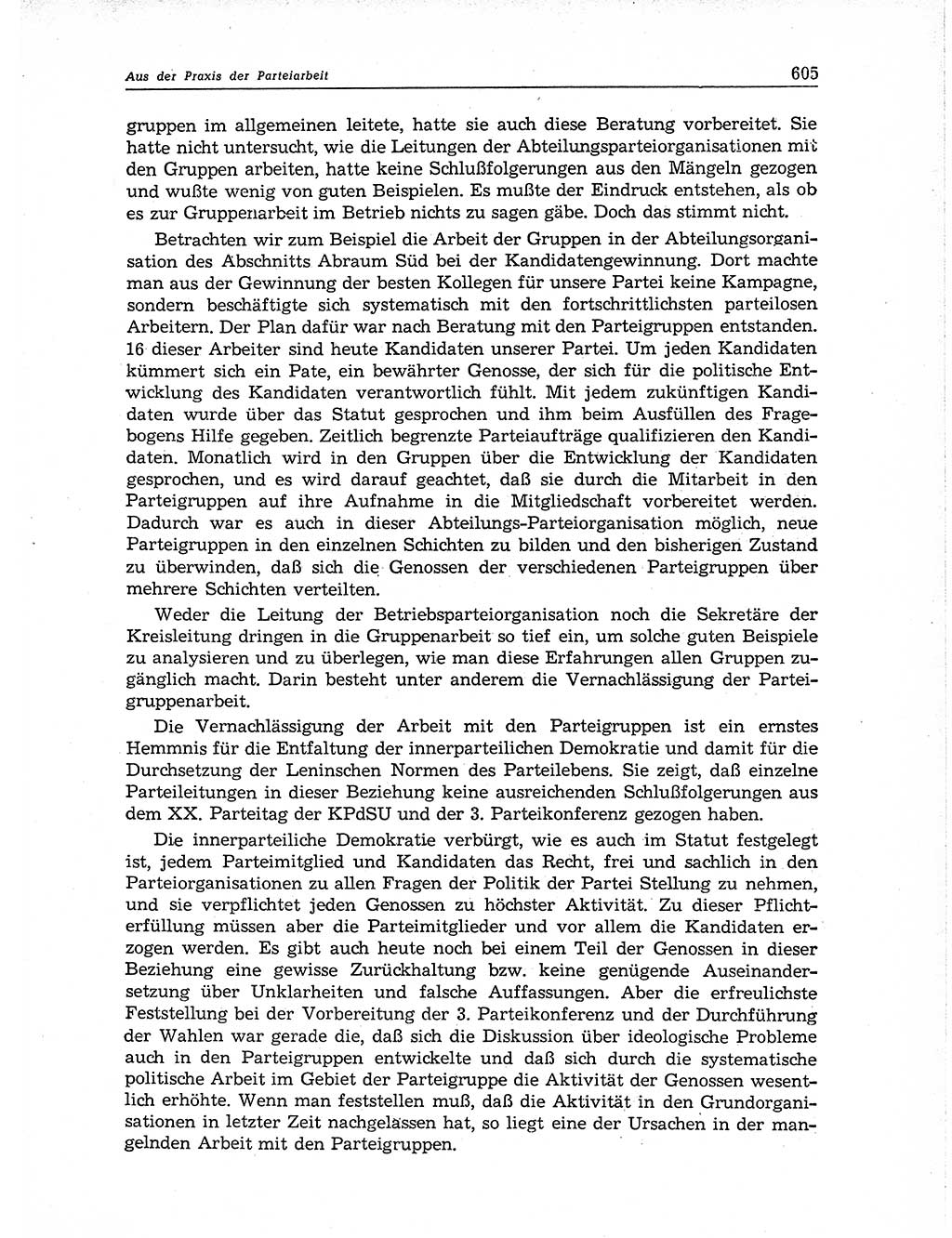 Neuer Weg (NW), Organ des Zentralkomitees (ZK) der SED (Sozialistische Einheitspartei Deutschlands) für Fragen des Parteiaufbaus und des Parteilebens, 11. Jahrgang [Deutsche Demokratische Republik (DDR)] 1956, Seite 605 (NW ZK SED DDR 1956, S. 605)
