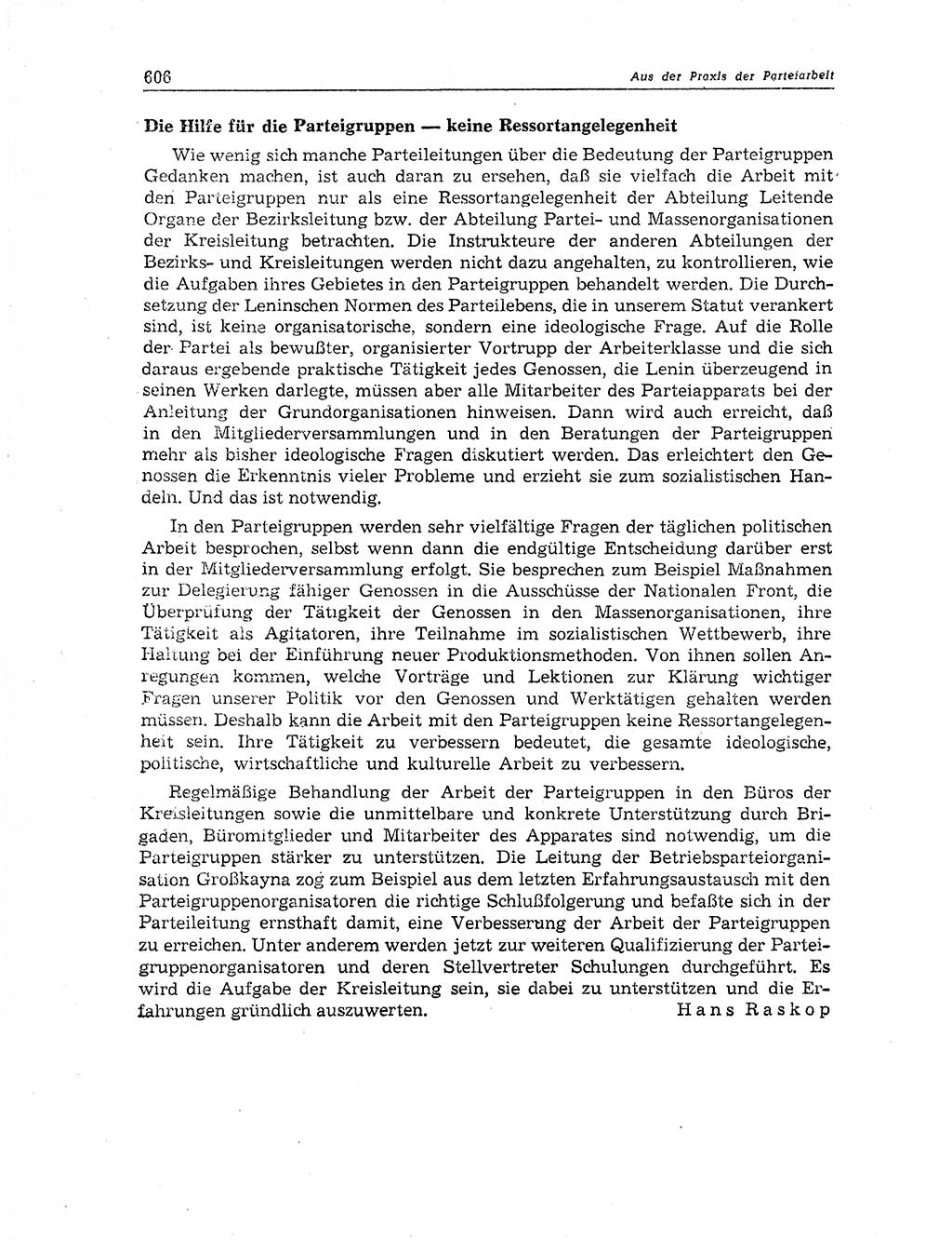 Neuer Weg (NW), Organ des Zentralkomitees (ZK) der SED (Sozialistische Einheitspartei Deutschlands) für Fragen des Parteiaufbaus und des Parteilebens, 11. Jahrgang [Deutsche Demokratische Republik (DDR)] 1956, Seite 606 (NW ZK SED DDR 1956, S. 606)