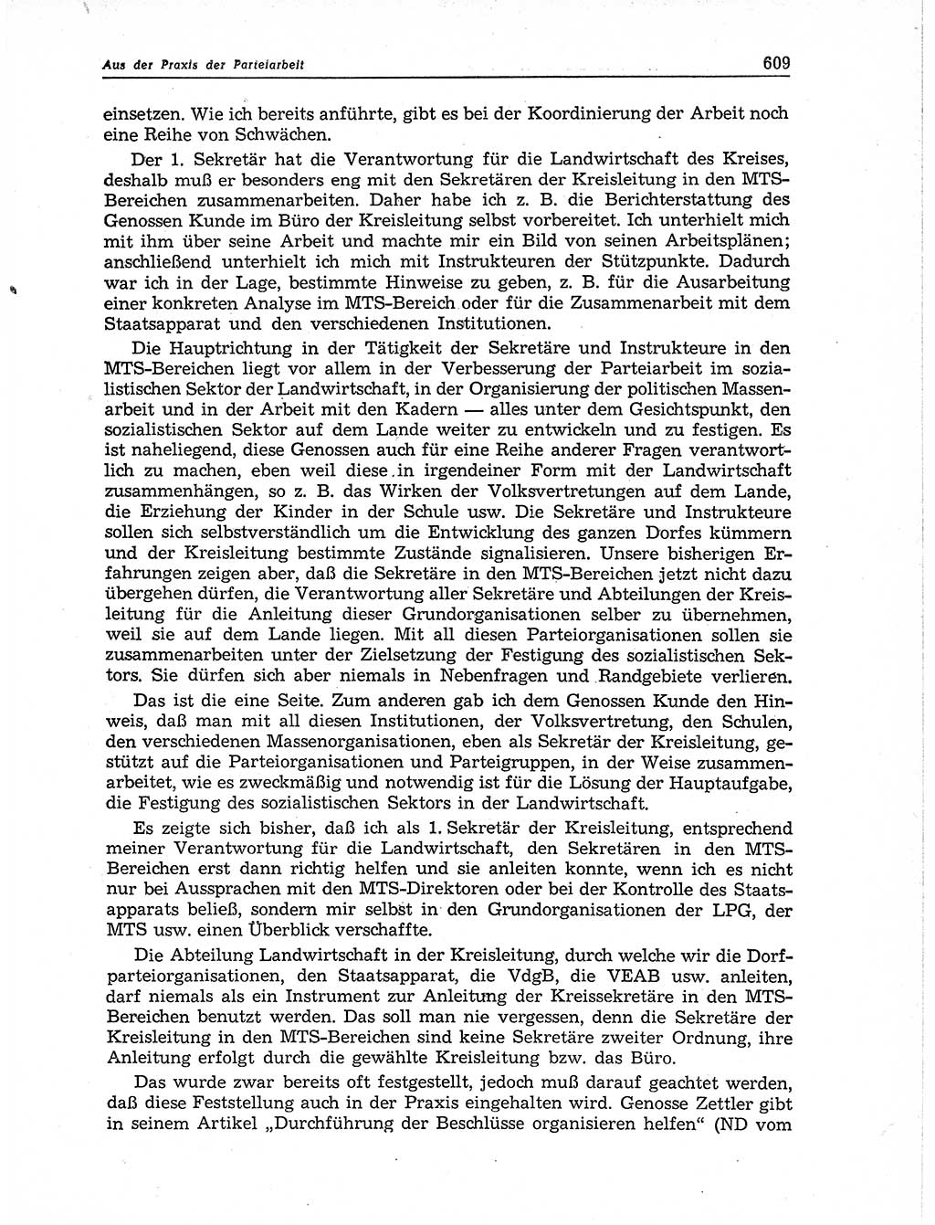 Neuer Weg (NW), Organ des Zentralkomitees (ZK) der SED (Sozialistische Einheitspartei Deutschlands) für Fragen des Parteiaufbaus und des Parteilebens, 11. Jahrgang [Deutsche Demokratische Republik (DDR)] 1956, Seite 609 (NW ZK SED DDR 1956, S. 609)