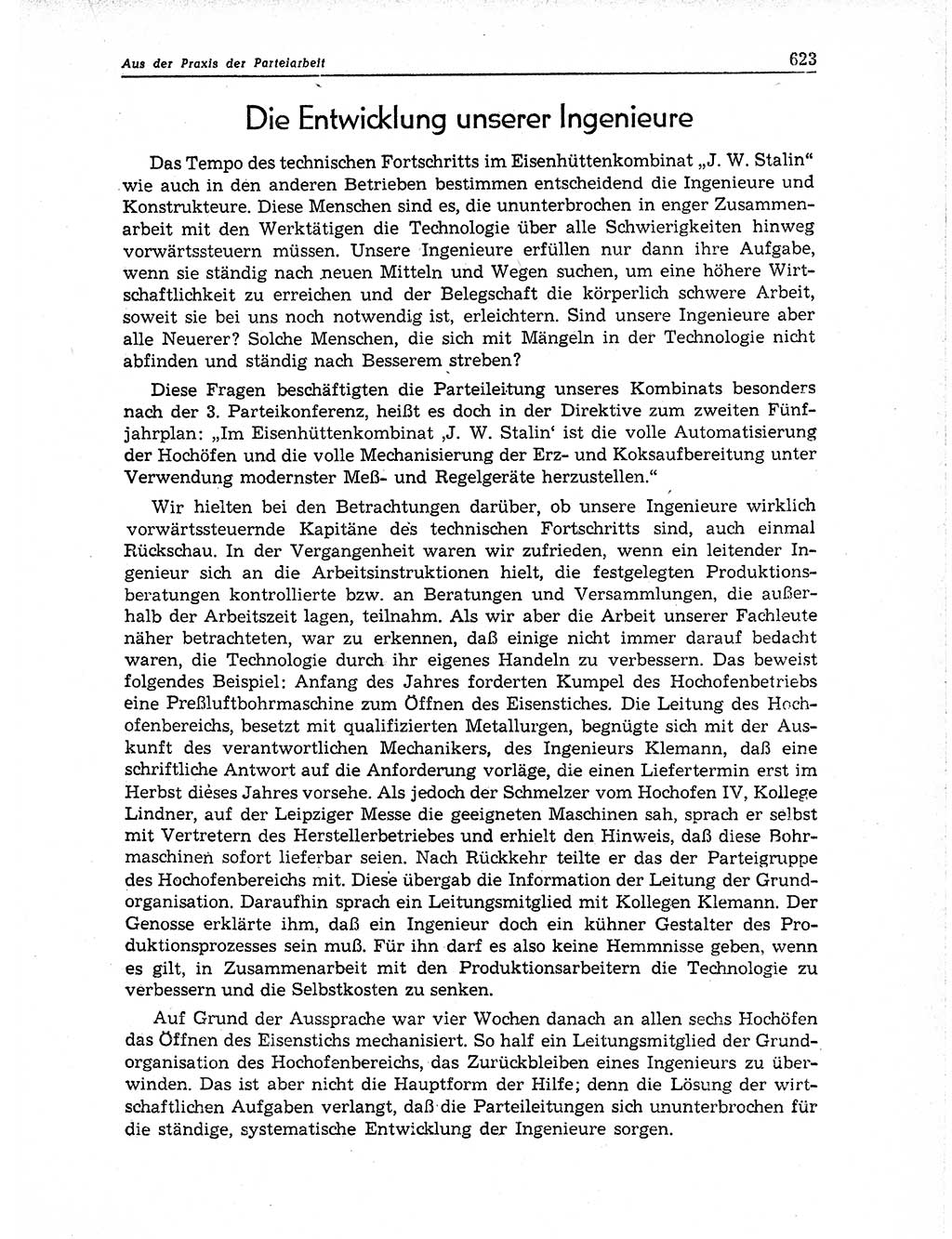 Neuer Weg (NW), Organ des Zentralkomitees (ZK) der SED (Sozialistische Einheitspartei Deutschlands) für Fragen des Parteiaufbaus und des Parteilebens, 11. Jahrgang [Deutsche Demokratische Republik (DDR)] 1956, Seite 623 (NW ZK SED DDR 1956, S. 623)