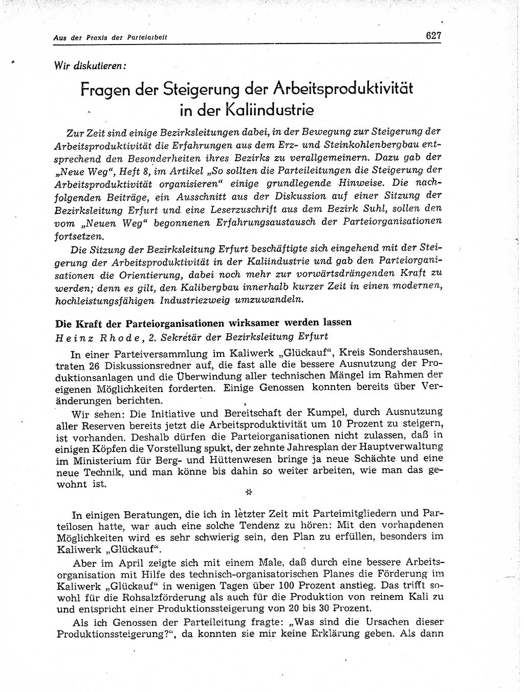 Neuer Weg (NW), Organ des Zentralkomitees (ZK) der SED (Sozialistische Einheitspartei Deutschlands) für Fragen des Parteiaufbaus und des Parteilebens, 11. Jahrgang [Deutsche Demokratische Republik (DDR)] 1956, Seite 627 (NW ZK SED DDR 1956, S. 627)