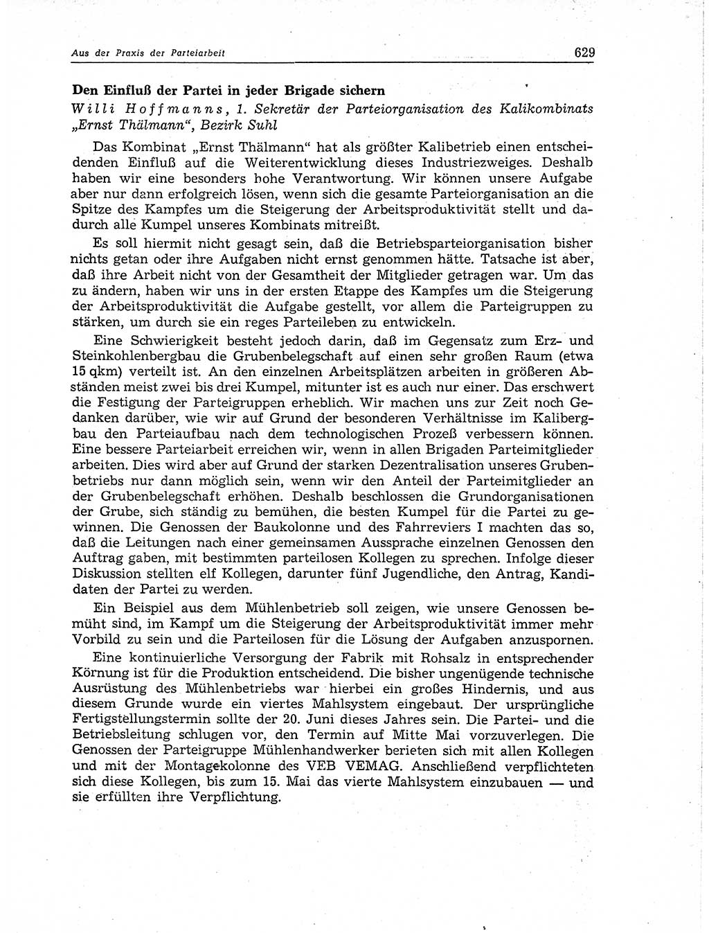 Neuer Weg (NW), Organ des Zentralkomitees (ZK) der SED (Sozialistische Einheitspartei Deutschlands) für Fragen des Parteiaufbaus und des Parteilebens, 11. Jahrgang [Deutsche Demokratische Republik (DDR)] 1956, Seite 629 (NW ZK SED DDR 1956, S. 629)