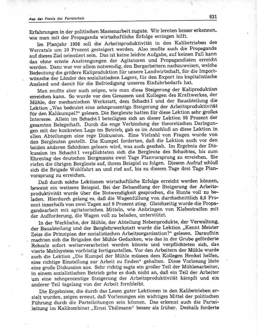 Neuer Weg (NW), Organ des Zentralkomitees (ZK) der SED (Sozialistische Einheitspartei Deutschlands) für Fragen des Parteiaufbaus und des Parteilebens, 11. Jahrgang [Deutsche Demokratische Republik (DDR)] 1956, Seite 631 (NW ZK SED DDR 1956, S. 631)