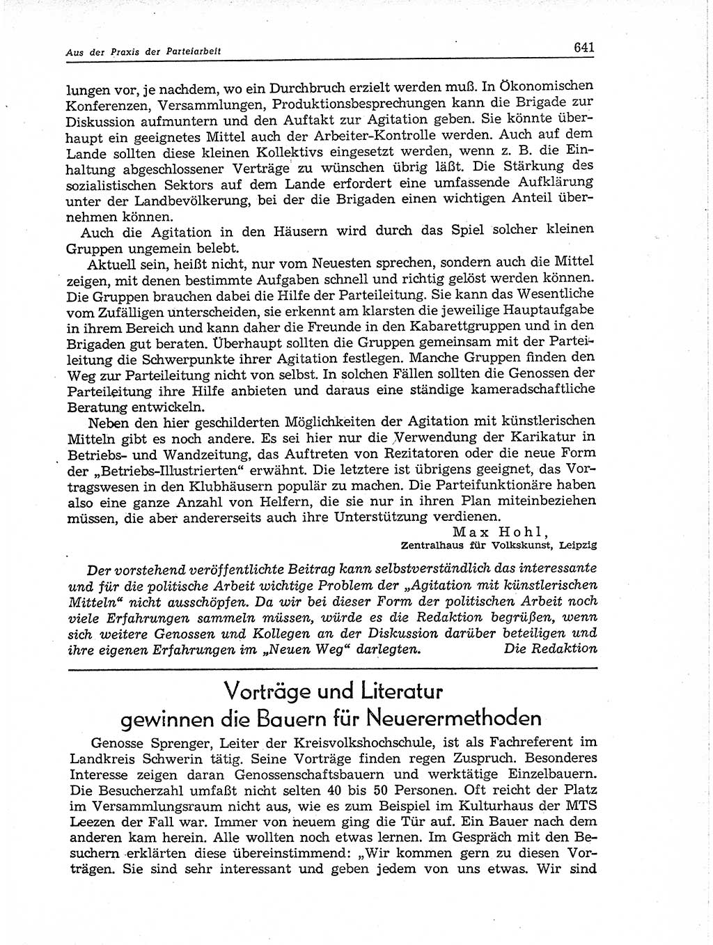 Neuer Weg (NW), Organ des Zentralkomitees (ZK) der SED (Sozialistische Einheitspartei Deutschlands) für Fragen des Parteiaufbaus und des Parteilebens, 11. Jahrgang [Deutsche Demokratische Republik (DDR)] 1956, Seite 641 (NW ZK SED DDR 1956, S. 641)