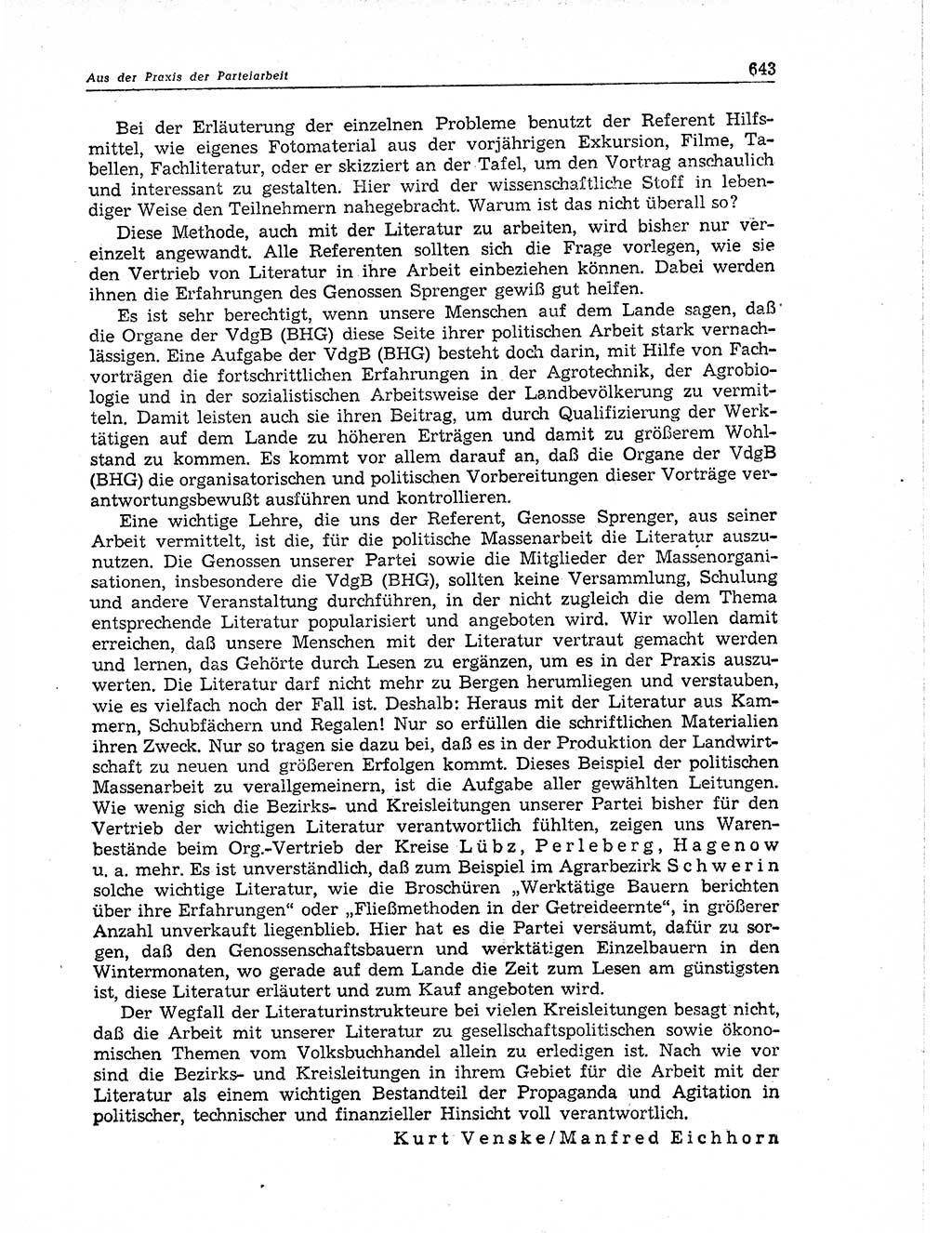 Neuer Weg (NW), Organ des Zentralkomitees (ZK) der SED (Sozialistische Einheitspartei Deutschlands) für Fragen des Parteiaufbaus und des Parteilebens, 11. Jahrgang [Deutsche Demokratische Republik (DDR)] 1956, Seite 643 (NW ZK SED DDR 1956, S. 643)