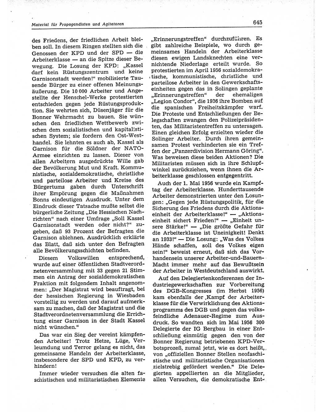 Neuer Weg (NW), Organ des Zentralkomitees (ZK) der SED (Sozialistische Einheitspartei Deutschlands) für Fragen des Parteiaufbaus und des Parteilebens, 11. Jahrgang [Deutsche Demokratische Republik (DDR)] 1956, Seite 645 (NW ZK SED DDR 1956, S. 645)