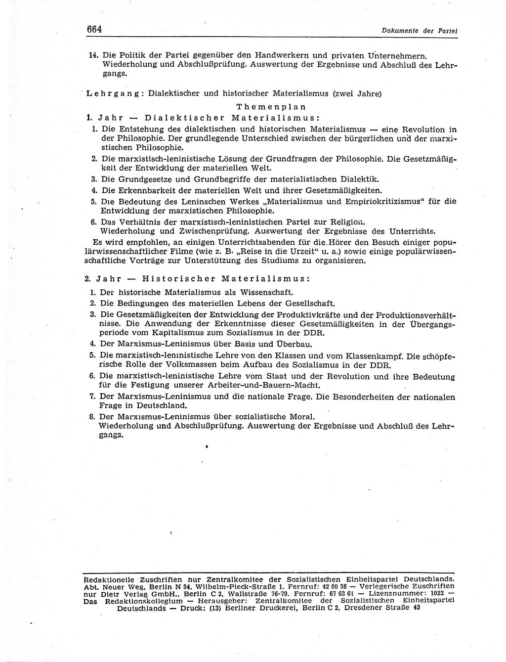 Neuer Weg (NW), Organ des Zentralkomitees (ZK) der SED (Sozialistische Einheitspartei Deutschlands) für Fragen des Parteiaufbaus und des Parteilebens, 11. Jahrgang [Deutsche Demokratische Republik (DDR)] 1956, Seite 664 (NW ZK SED DDR 1956, S. 664)