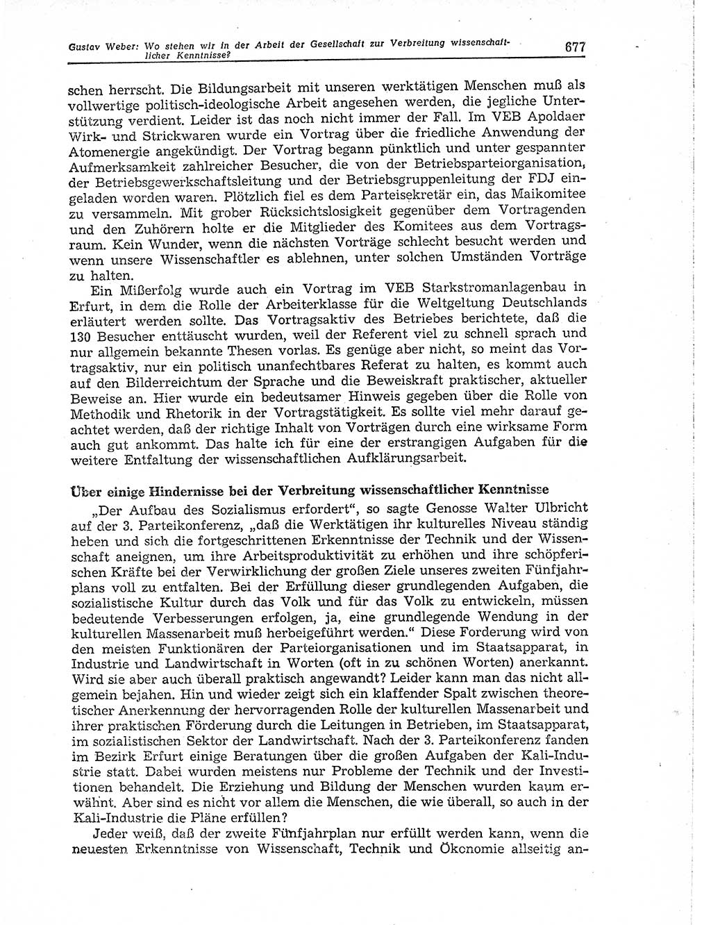 Neuer Weg (NW), Organ des Zentralkomitees (ZK) der SED (Sozialistische Einheitspartei Deutschlands) für Fragen des Parteiaufbaus und des Parteilebens, 11. Jahrgang [Deutsche Demokratische Republik (DDR)] 1956, Seite 677 (NW ZK SED DDR 1956, S. 677)