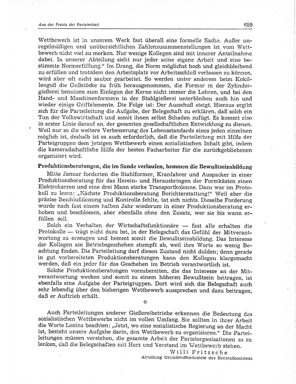 Neuer Weg (NW), Organ des Zentralkomitees (ZK) der SED (Sozialistische Einheitspartei Deutschlands) fÃ¼r Fragen des Parteiaufbaus und des Parteilebens, 11. Jahrgang [Deutsche Demokratische Republik (DDR)] 1956, Seite 689 (NW ZK SED DDR 1956, S. 689)