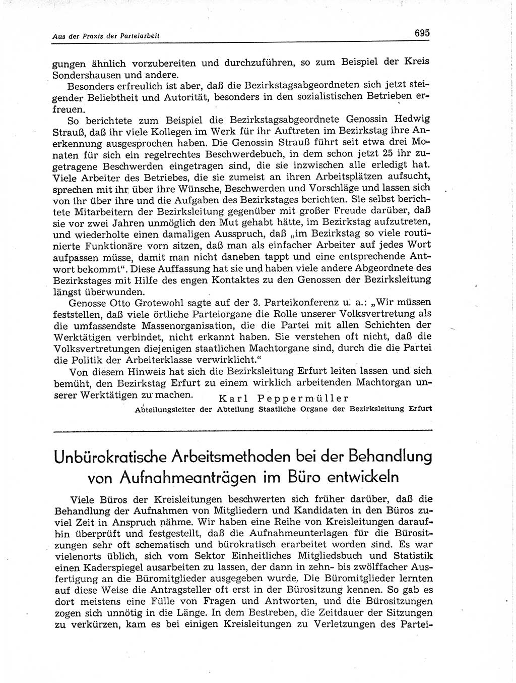 Neuer Weg (NW), Organ des Zentralkomitees (ZK) der SED (Sozialistische Einheitspartei Deutschlands) für Fragen des Parteiaufbaus und des Parteilebens, 11. Jahrgang [Deutsche Demokratische Republik (DDR)] 1956, Seite 695 (NW ZK SED DDR 1956, S. 695)