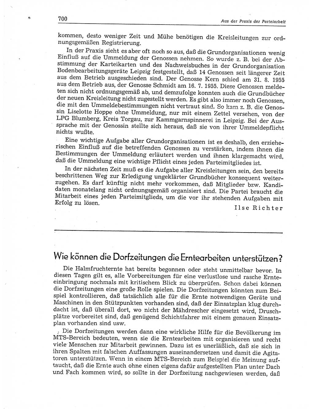 Neuer Weg (NW), Organ des Zentralkomitees (ZK) der SED (Sozialistische Einheitspartei Deutschlands) für Fragen des Parteiaufbaus und des Parteilebens, 11. Jahrgang [Deutsche Demokratische Republik (DDR)] 1956, Seite 700 (NW ZK SED DDR 1956, S. 700)