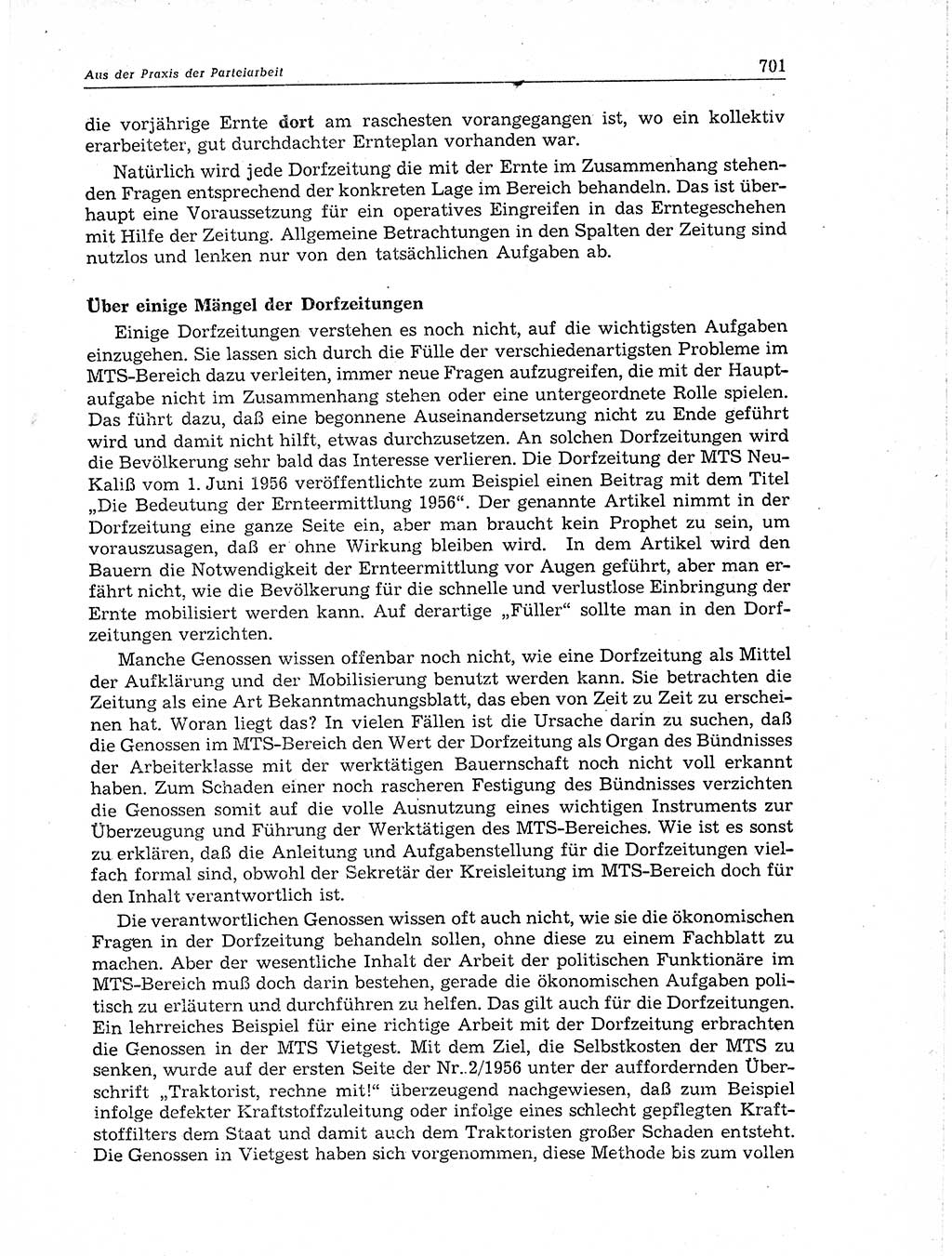 Neuer Weg (NW), Organ des Zentralkomitees (ZK) der SED (Sozialistische Einheitspartei Deutschlands) für Fragen des Parteiaufbaus und des Parteilebens, 11. Jahrgang [Deutsche Demokratische Republik (DDR)] 1956, Seite 701 (NW ZK SED DDR 1956, S. 701)
