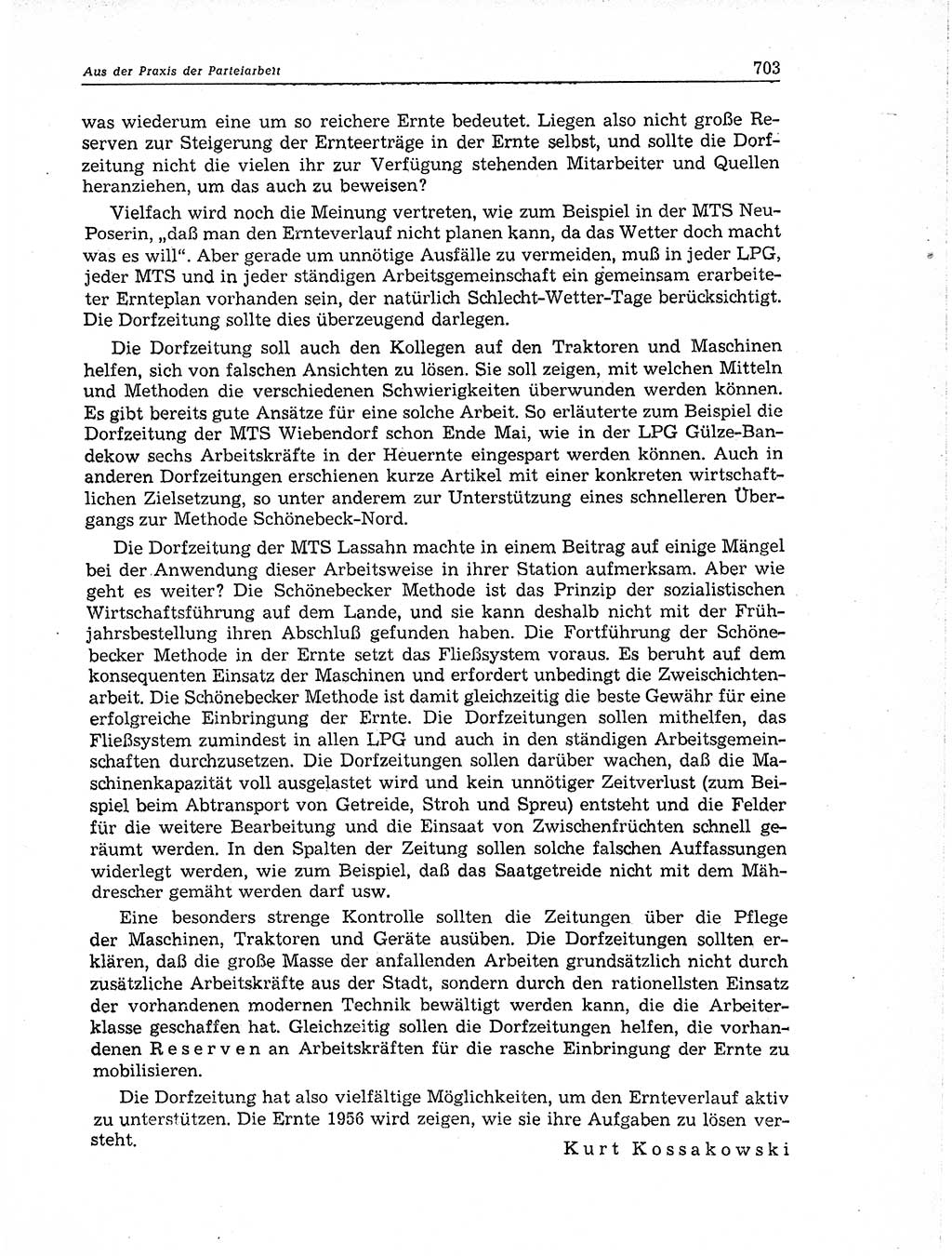 Neuer Weg (NW), Organ des Zentralkomitees (ZK) der SED (Sozialistische Einheitspartei Deutschlands) für Fragen des Parteiaufbaus und des Parteilebens, 11. Jahrgang [Deutsche Demokratische Republik (DDR)] 1956, Seite 703 (NW ZK SED DDR 1956, S. 703)