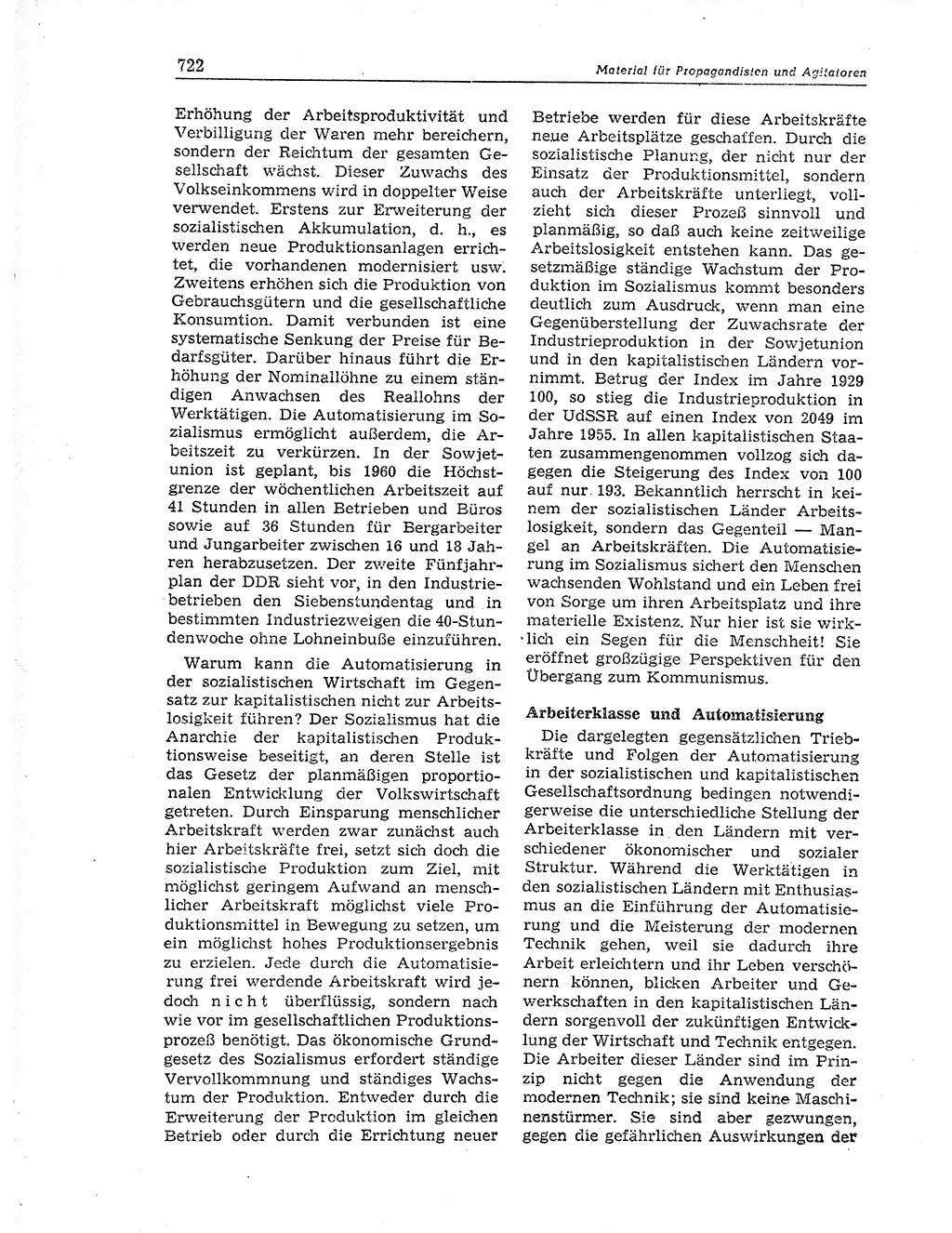 Neuer Weg (NW), Organ des Zentralkomitees (ZK) der SED (Sozialistische Einheitspartei Deutschlands) für Fragen des Parteiaufbaus und des Parteilebens, 11. Jahrgang [Deutsche Demokratische Republik (DDR)] 1956, Seite 722 (NW ZK SED DDR 1956, S. 722)