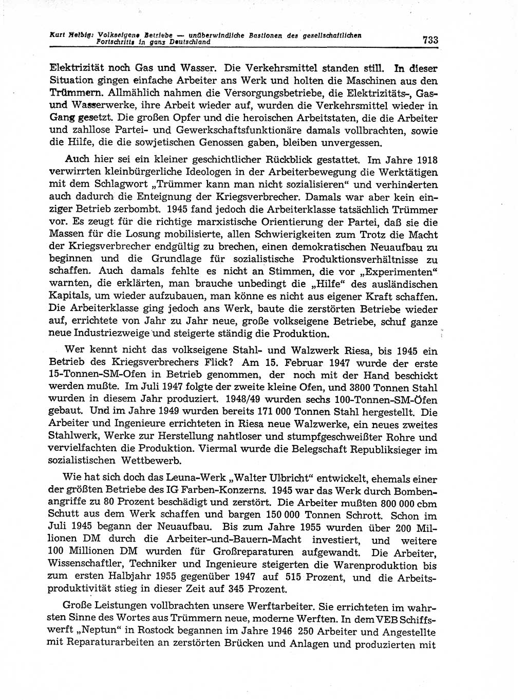 Neuer Weg (NW), Organ des Zentralkomitees (ZK) der SED (Sozialistische Einheitspartei Deutschlands) für Fragen des Parteiaufbaus und des Parteilebens, 11. Jahrgang [Deutsche Demokratische Republik (DDR)] 1956, Seite 733 (NW ZK SED DDR 1956, S. 733)