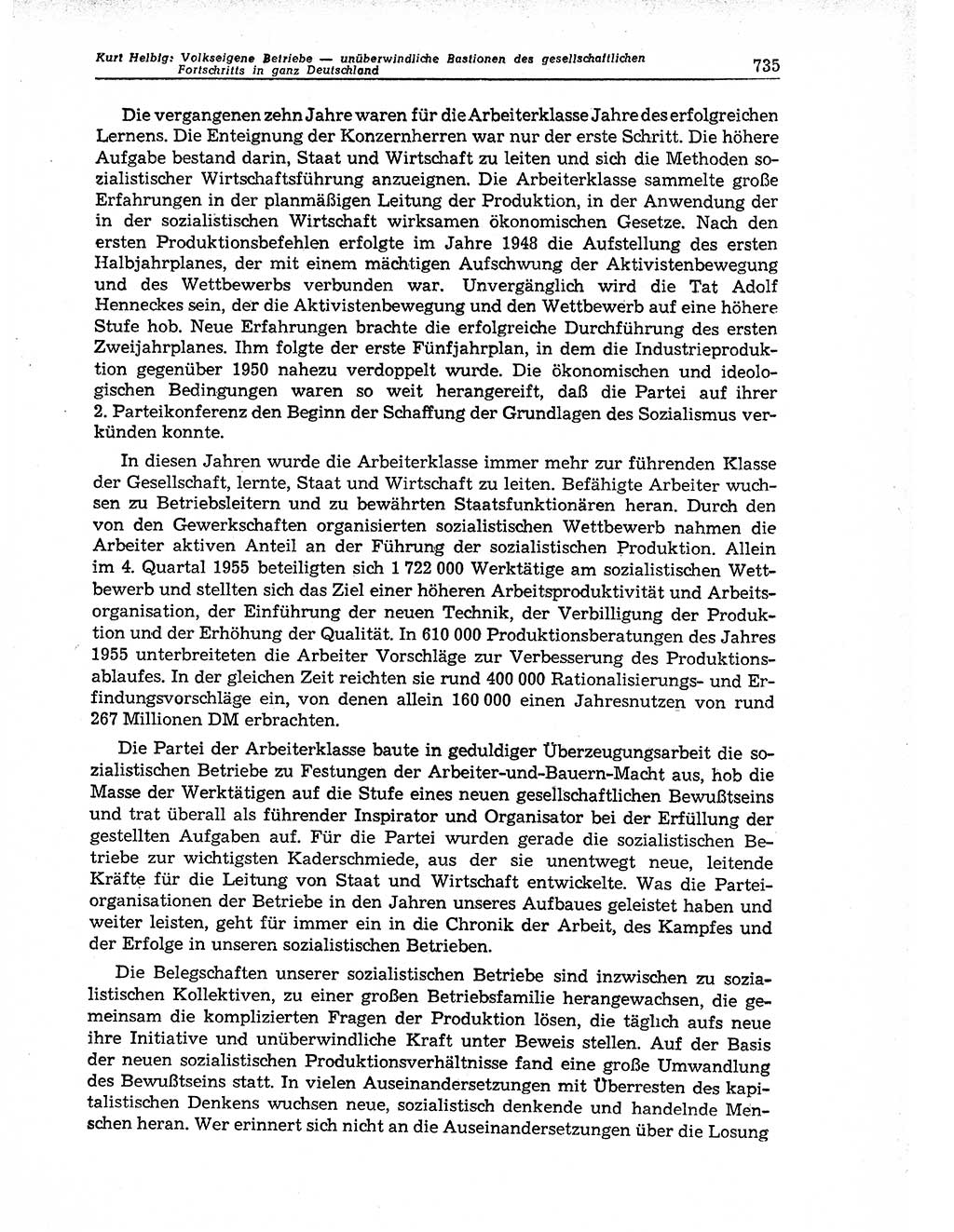 Neuer Weg (NW), Organ des Zentralkomitees (ZK) der SED (Sozialistische Einheitspartei Deutschlands) für Fragen des Parteiaufbaus und des Parteilebens, 11. Jahrgang [Deutsche Demokratische Republik (DDR)] 1956, Seite 735 (NW ZK SED DDR 1956, S. 735)