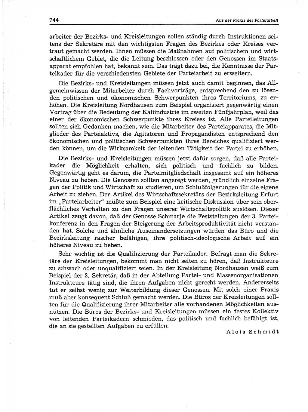 Neuer Weg (NW), Organ des Zentralkomitees (ZK) der SED (Sozialistische Einheitspartei Deutschlands) für Fragen des Parteiaufbaus und des Parteilebens, 11. Jahrgang [Deutsche Demokratische Republik (DDR)] 1956, Seite 744 (NW ZK SED DDR 1956, S. 744)