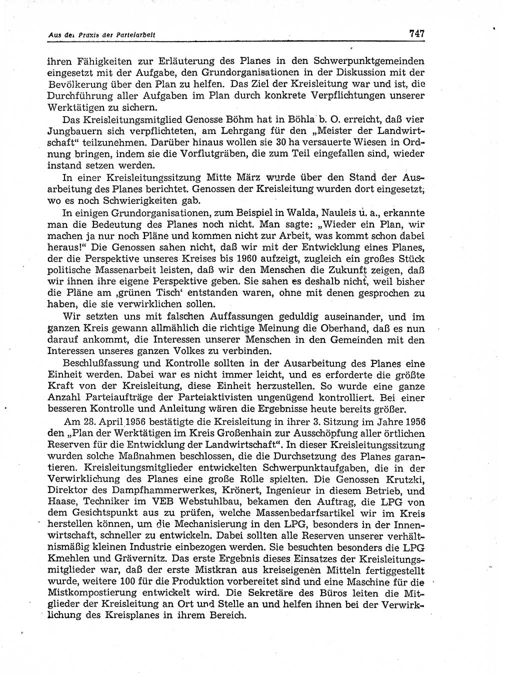 Neuer Weg (NW), Organ des Zentralkomitees (ZK) der SED (Sozialistische Einheitspartei Deutschlands) für Fragen des Parteiaufbaus und des Parteilebens, 11. Jahrgang [Deutsche Demokratische Republik (DDR)] 1956, Seite 747 (NW ZK SED DDR 1956, S. 747)