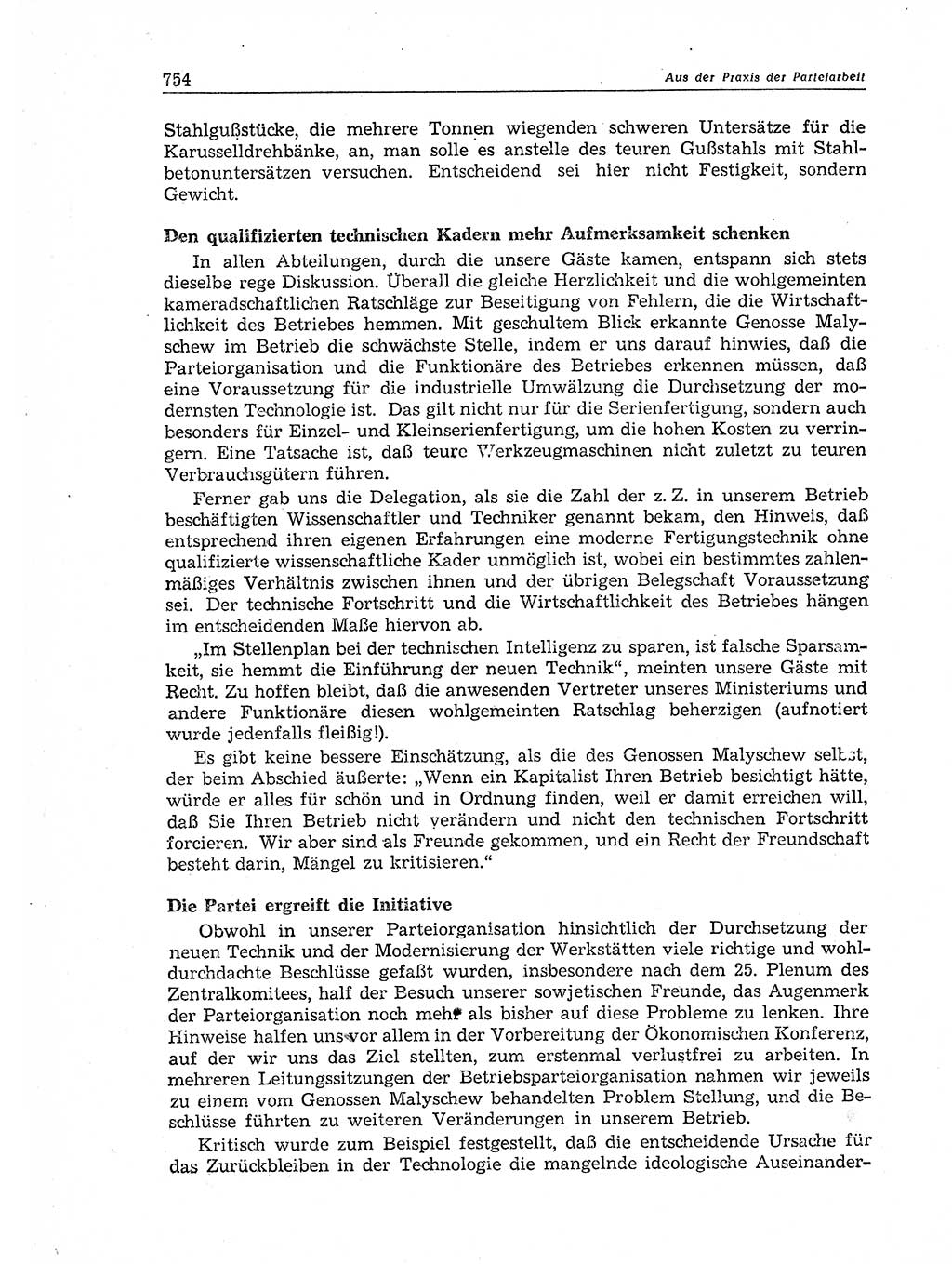 Neuer Weg (NW), Organ des Zentralkomitees (ZK) der SED (Sozialistische Einheitspartei Deutschlands) für Fragen des Parteiaufbaus und des Parteilebens, 11. Jahrgang [Deutsche Demokratische Republik (DDR)] 1956, Seite 754 (NW ZK SED DDR 1956, S. 754)