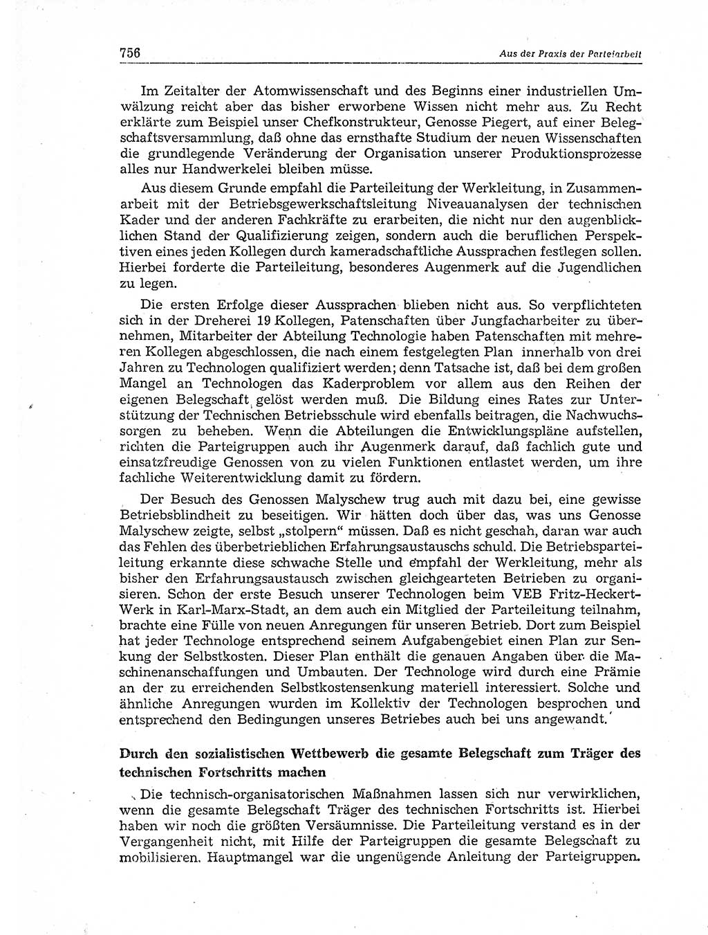 Neuer Weg (NW), Organ des Zentralkomitees (ZK) der SED (Sozialistische Einheitspartei Deutschlands) für Fragen des Parteiaufbaus und des Parteilebens, 11. Jahrgang [Deutsche Demokratische Republik (DDR)] 1956, Seite 756 (NW ZK SED DDR 1956, S. 756)