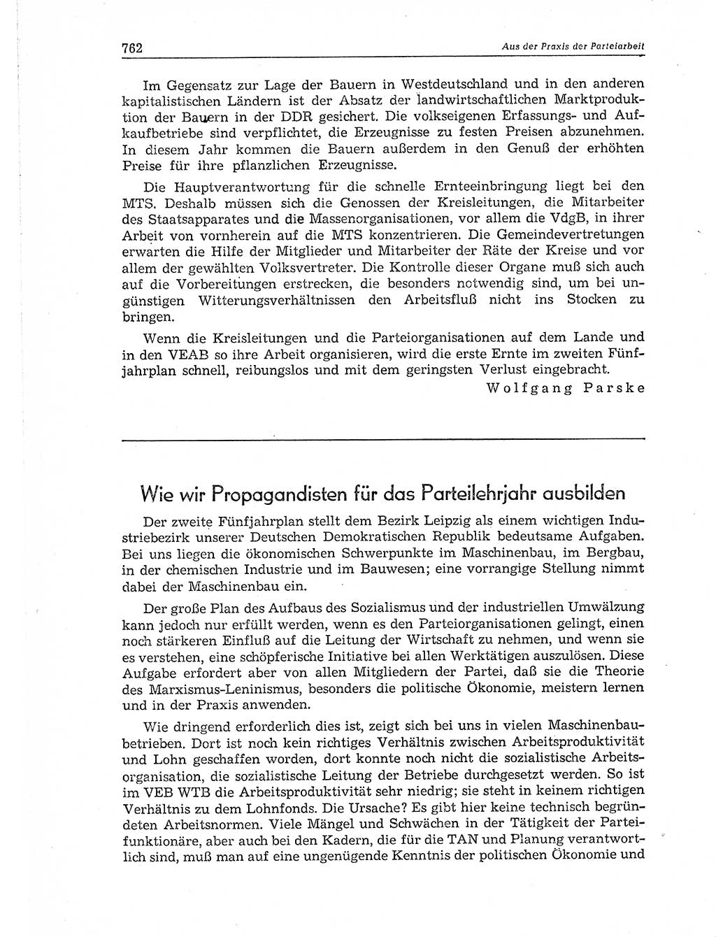 Neuer Weg (NW), Organ des Zentralkomitees (ZK) der SED (Sozialistische Einheitspartei Deutschlands) für Fragen des Parteiaufbaus und des Parteilebens, 11. Jahrgang [Deutsche Demokratische Republik (DDR)] 1956, Seite 762 (NW ZK SED DDR 1956, S. 762)