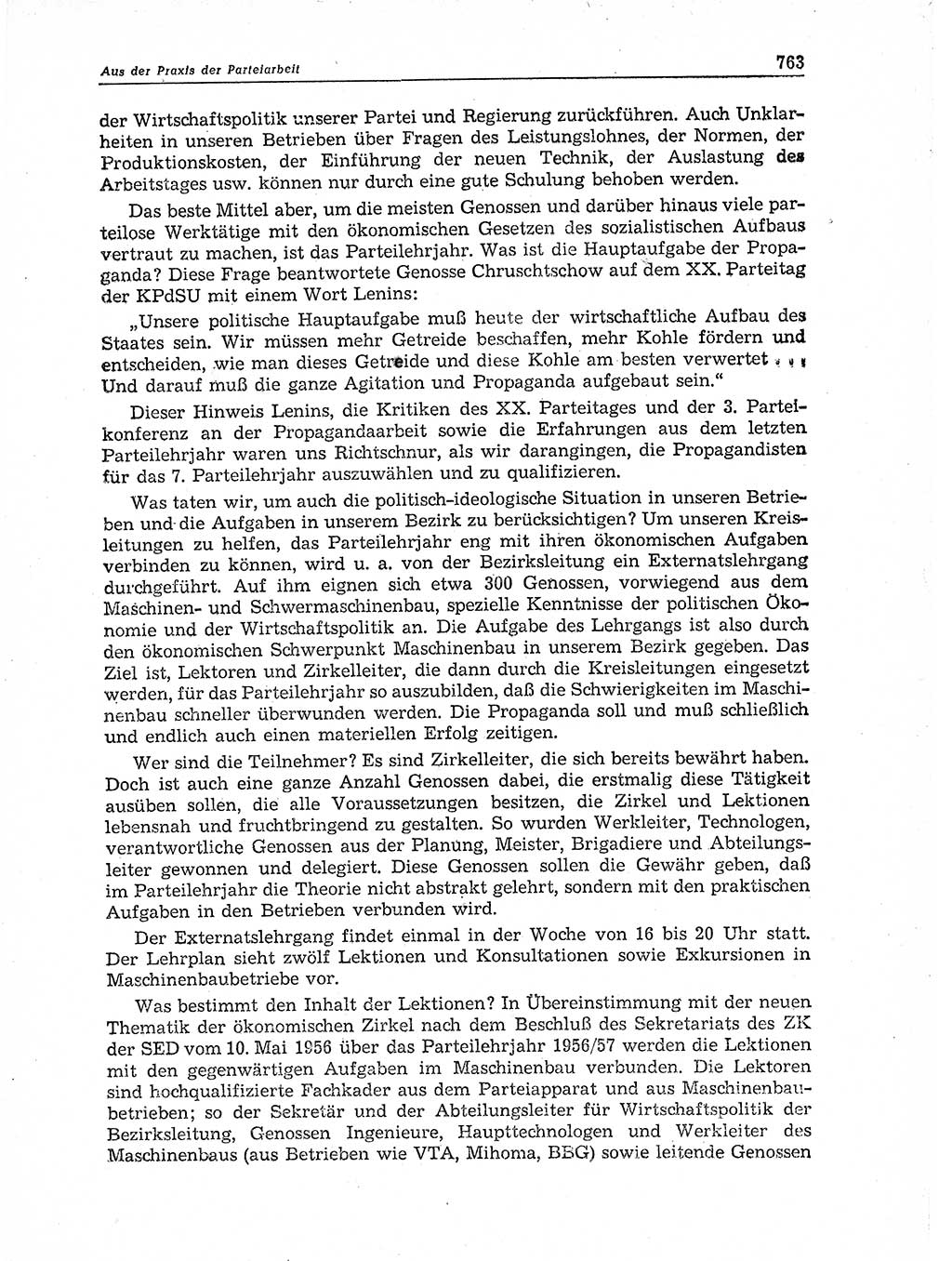 Neuer Weg (NW), Organ des Zentralkomitees (ZK) der SED (Sozialistische Einheitspartei Deutschlands) für Fragen des Parteiaufbaus und des Parteilebens, 11. Jahrgang [Deutsche Demokratische Republik (DDR)] 1956, Seite 763 (NW ZK SED DDR 1956, S. 763)