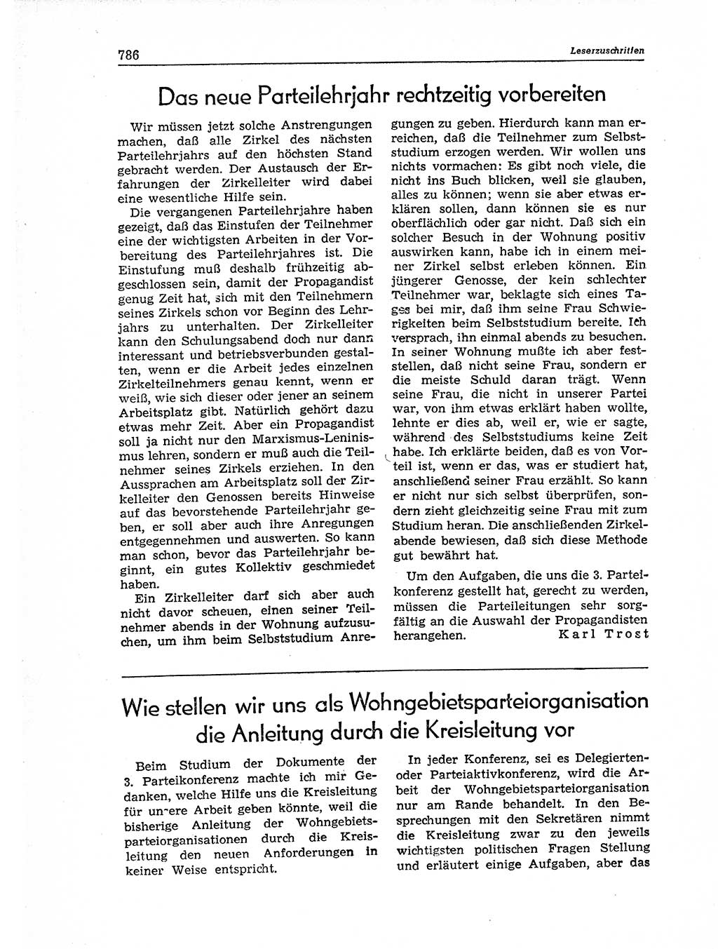 Neuer Weg (NW), Organ des Zentralkomitees (ZK) der SED (Sozialistische Einheitspartei Deutschlands) für Fragen des Parteiaufbaus und des Parteilebens, 11. Jahrgang [Deutsche Demokratische Republik (DDR)] 1956, Seite 786 (NW ZK SED DDR 1956, S. 786)