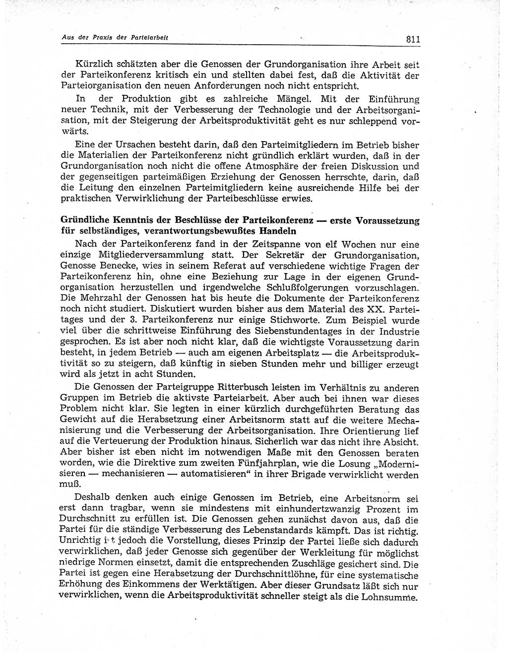 Neuer Weg (NW), Organ des Zentralkomitees (ZK) der SED (Sozialistische Einheitspartei Deutschlands) für Fragen des Parteiaufbaus und des Parteilebens, 11. Jahrgang [Deutsche Demokratische Republik (DDR)] 1956, Seite 811 (NW ZK SED DDR 1956, S. 811)