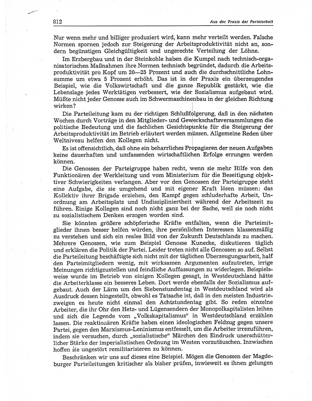 Neuer Weg (NW), Organ des Zentralkomitees (ZK) der SED (Sozialistische Einheitspartei Deutschlands) für Fragen des Parteiaufbaus und des Parteilebens, 11. Jahrgang [Deutsche Demokratische Republik (DDR)] 1956, Seite 812 (NW ZK SED DDR 1956, S. 812)