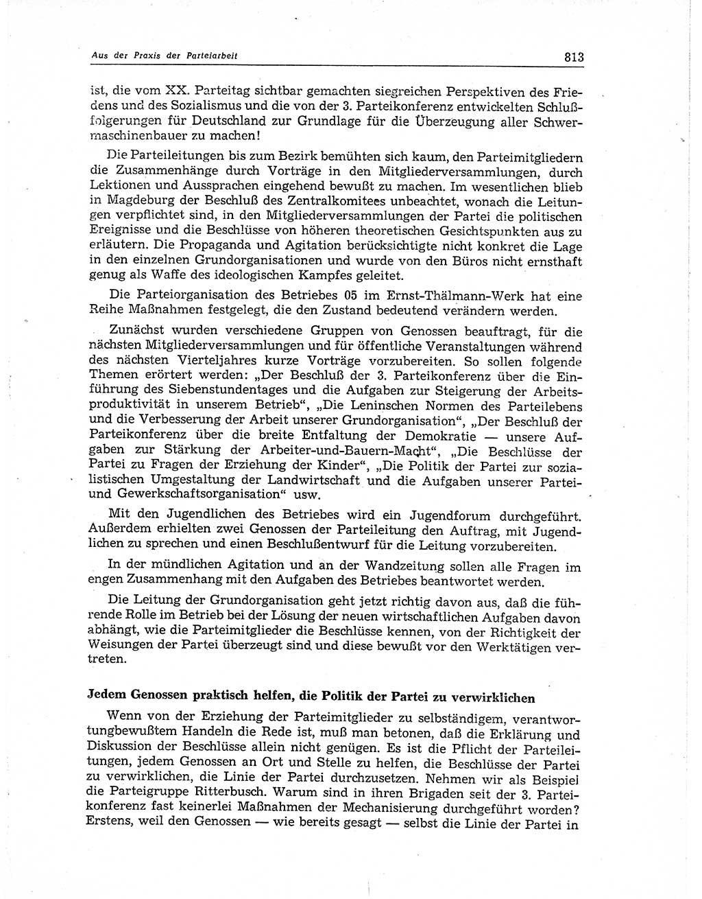 Neuer Weg (NW), Organ des Zentralkomitees (ZK) der SED (Sozialistische Einheitspartei Deutschlands) für Fragen des Parteiaufbaus und des Parteilebens, 11. Jahrgang [Deutsche Demokratische Republik (DDR)] 1956, Seite 813 (NW ZK SED DDR 1956, S. 813)