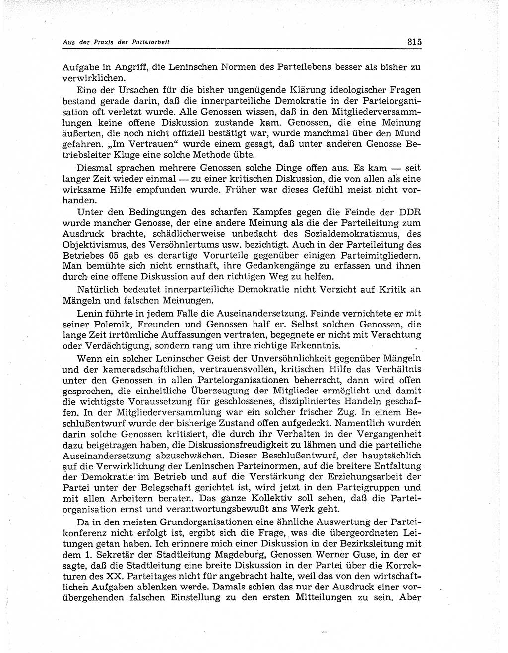 Neuer Weg (NW), Organ des Zentralkomitees (ZK) der SED (Sozialistische Einheitspartei Deutschlands) für Fragen des Parteiaufbaus und des Parteilebens, 11. Jahrgang [Deutsche Demokratische Republik (DDR)] 1956, Seite 815 (NW ZK SED DDR 1956, S. 815)