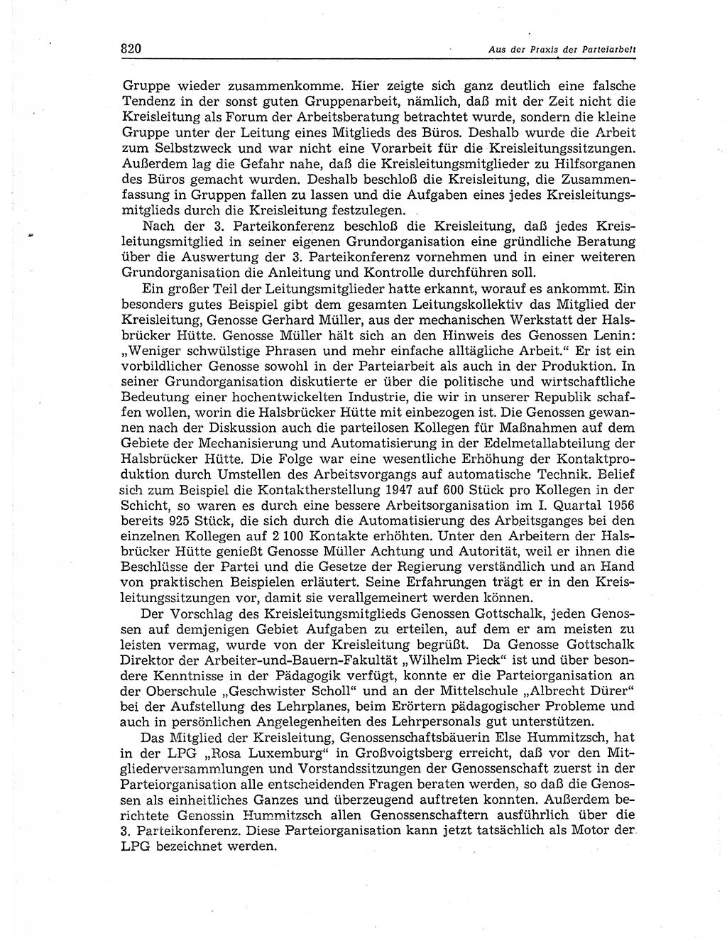 Neuer Weg (NW), Organ des Zentralkomitees (ZK) der SED (Sozialistische Einheitspartei Deutschlands) für Fragen des Parteiaufbaus und des Parteilebens, 11. Jahrgang [Deutsche Demokratische Republik (DDR)] 1956, Seite 820 (NW ZK SED DDR 1956, S. 820)