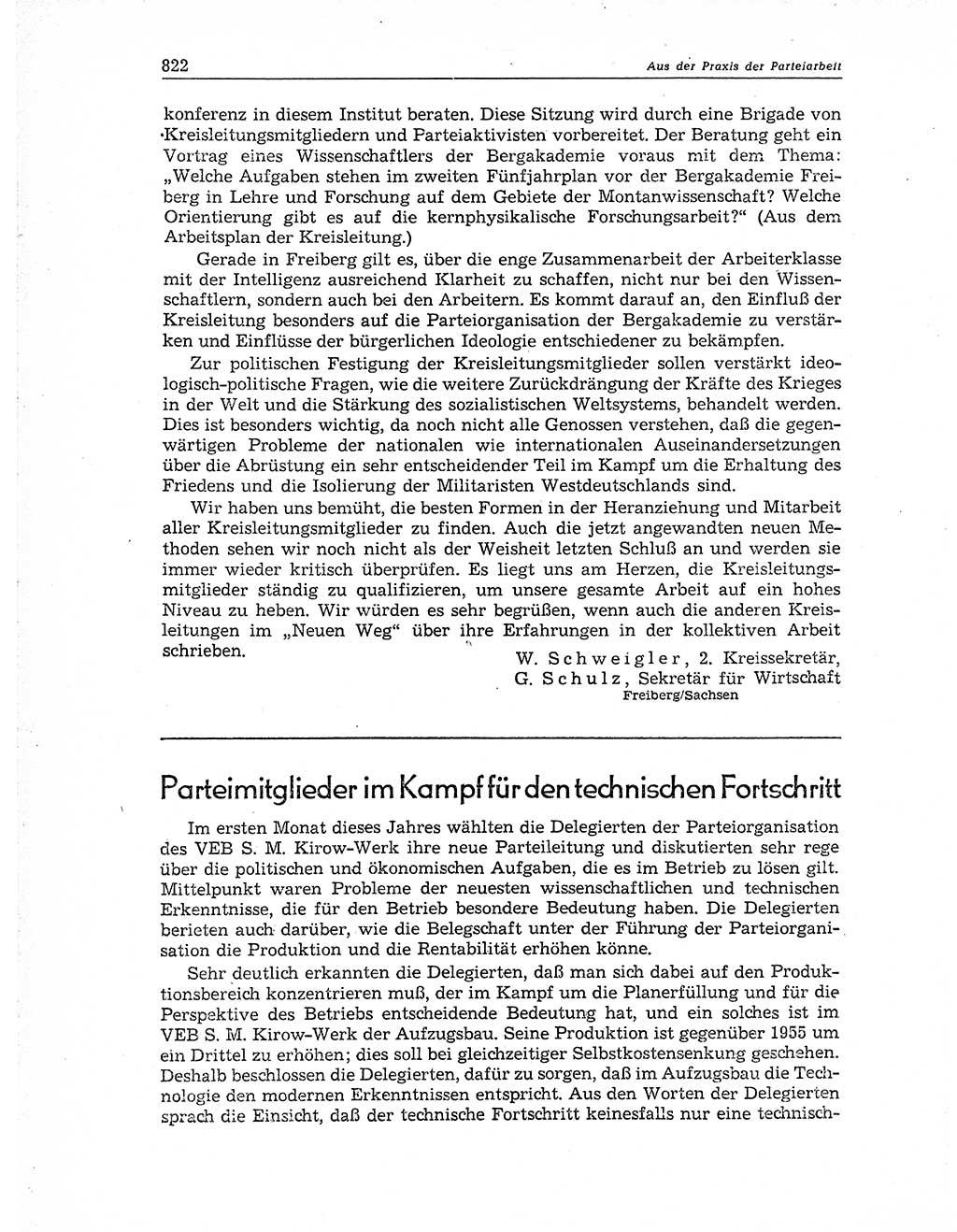 Neuer Weg (NW), Organ des Zentralkomitees (ZK) der SED (Sozialistische Einheitspartei Deutschlands) für Fragen des Parteiaufbaus und des Parteilebens, 11. Jahrgang [Deutsche Demokratische Republik (DDR)] 1956, Seite 822 (NW ZK SED DDR 1956, S. 822)