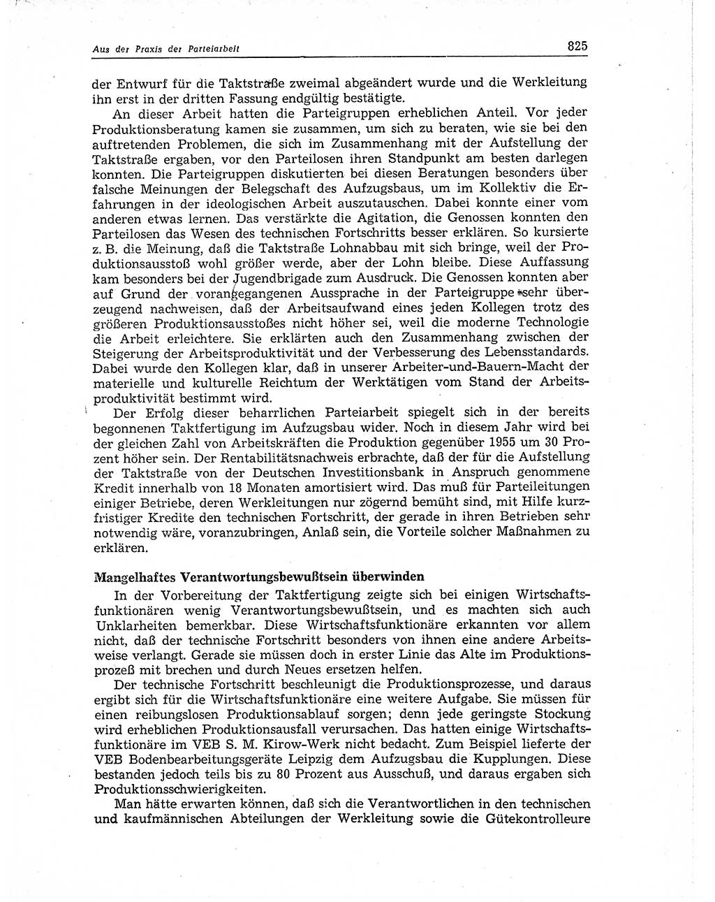 Neuer Weg (NW), Organ des Zentralkomitees (ZK) der SED (Sozialistische Einheitspartei Deutschlands) für Fragen des Parteiaufbaus und des Parteilebens, 11. Jahrgang [Deutsche Demokratische Republik (DDR)] 1956, Seite 825 (NW ZK SED DDR 1956, S. 825)