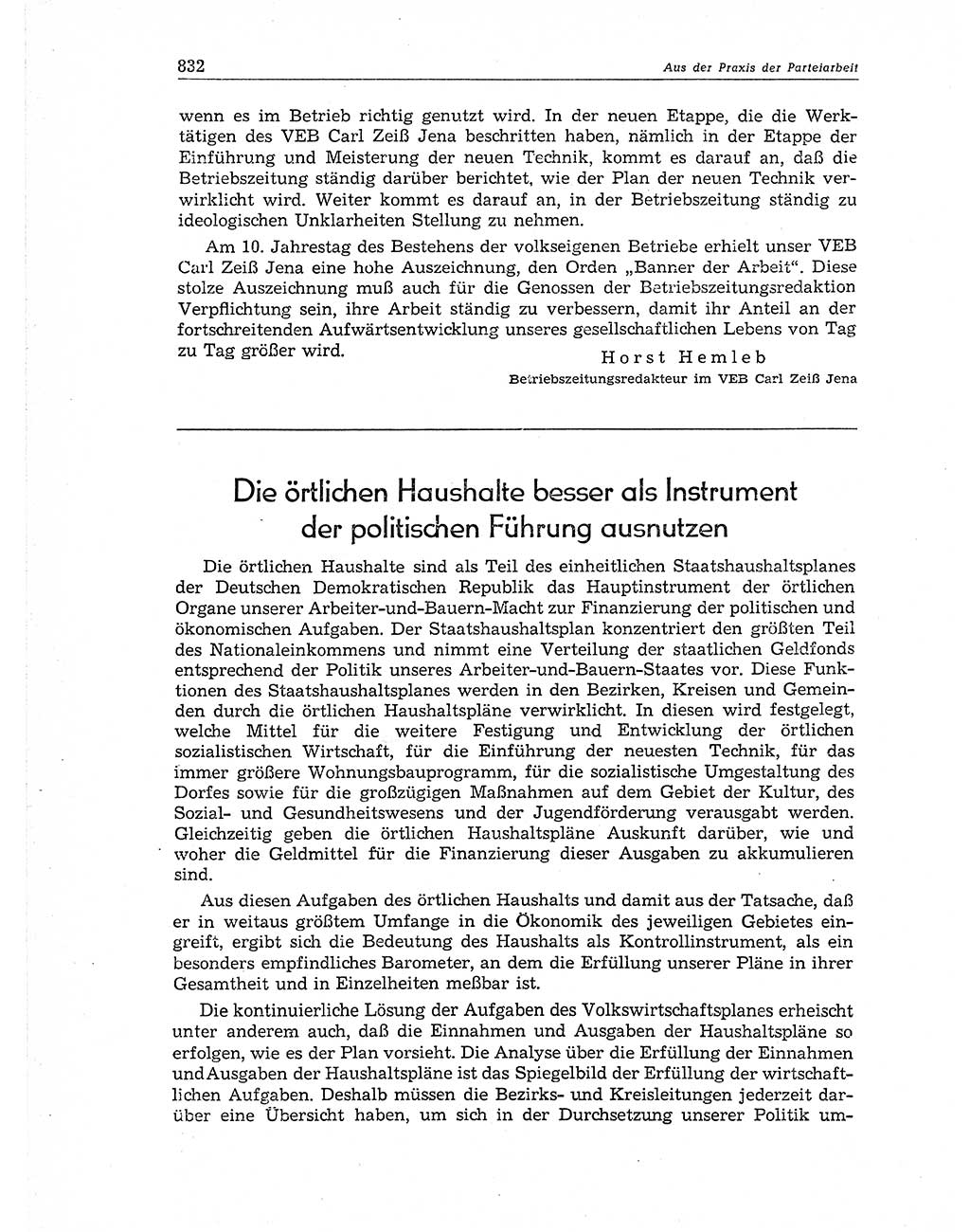 Neuer Weg (NW), Organ des Zentralkomitees (ZK) der SED (Sozialistische Einheitspartei Deutschlands) für Fragen des Parteiaufbaus und des Parteilebens, 11. Jahrgang [Deutsche Demokratische Republik (DDR)] 1956, Seite 832 (NW ZK SED DDR 1956, S. 832)