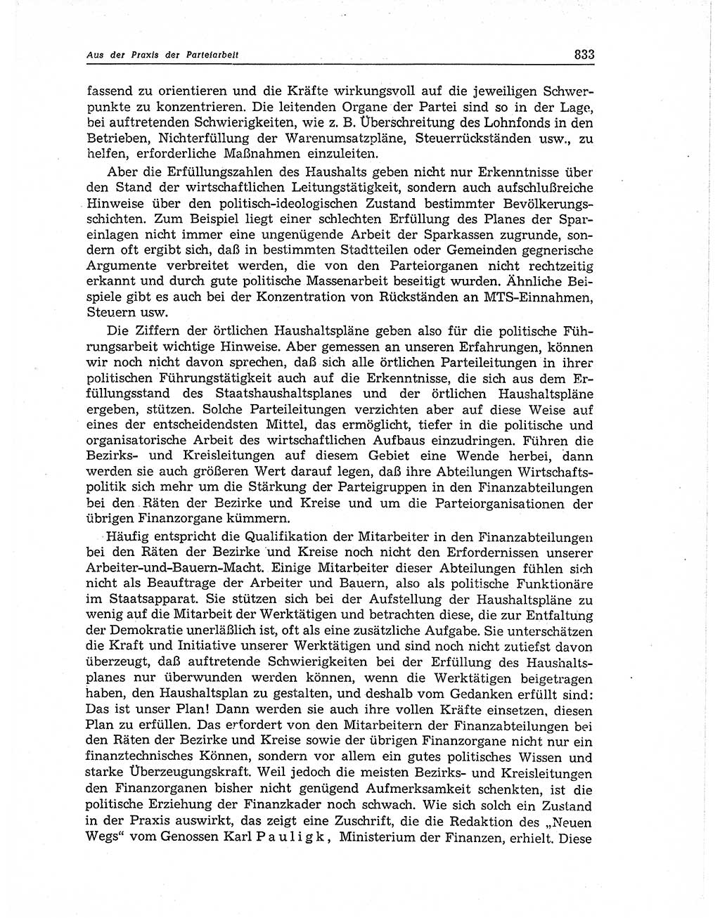 Neuer Weg (NW), Organ des Zentralkomitees (ZK) der SED (Sozialistische Einheitspartei Deutschlands) für Fragen des Parteiaufbaus und des Parteilebens, 11. Jahrgang [Deutsche Demokratische Republik (DDR)] 1956, Seite 833 (NW ZK SED DDR 1956, S. 833)