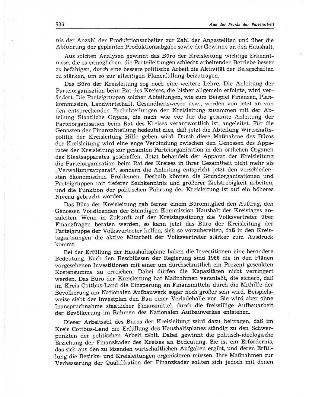 Neuer Weg (NW), Organ des Zentralkomitees (ZK) der SED (Sozialistische Einheitspartei Deutschlands) für Fragen des Parteiaufbaus und des Parteilebens, 11. Jahrgang [Deutsche Demokratische Republik (DDR)] 1956, Seite 836 (NW ZK SED DDR 1956, S. 836)