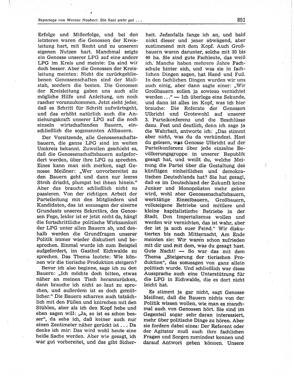 Neuer Weg (NW), Organ des Zentralkomitees (ZK) der SED (Sozialistische Einheitspartei Deutschlands) für Fragen des Parteiaufbaus und des Parteilebens, 11. Jahrgang [Deutsche Demokratische Republik (DDR)] 1956, Seite 851 (NW ZK SED DDR 1956, S. 851)