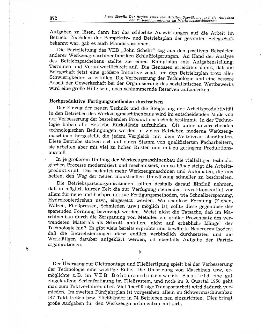 Neuer Weg (NW), Organ des Zentralkomitees (ZK) der SED (Sozialistische Einheitspartei Deutschlands) für Fragen des Parteiaufbaus und des Parteilebens, 11. Jahrgang [Deutsche Demokratische Republik (DDR)] 1956, Seite 872 (NW ZK SED DDR 1956, S. 872)