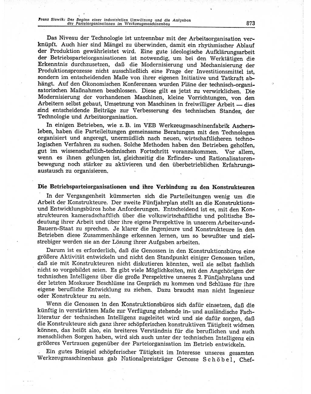 Neuer Weg (NW), Organ des Zentralkomitees (ZK) der SED (Sozialistische Einheitspartei Deutschlands) für Fragen des Parteiaufbaus und des Parteilebens, 11. Jahrgang [Deutsche Demokratische Republik (DDR)] 1956, Seite 873 (NW ZK SED DDR 1956, S. 873)