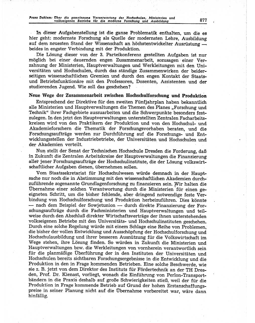 Neuer Weg (NW), Organ des Zentralkomitees (ZK) der SED (Sozialistische Einheitspartei Deutschlands) fÃ¼r Fragen des Parteiaufbaus und des Parteilebens, 11. Jahrgang [Deutsche Demokratische Republik (DDR)] 1956, Seite 877 (NW ZK SED DDR 1956, S. 877)