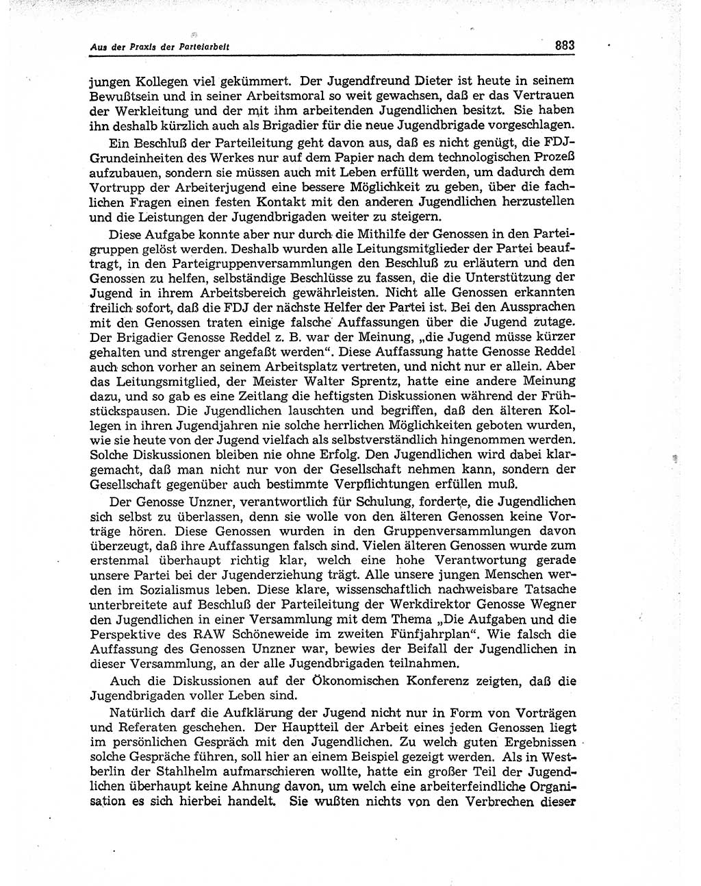 Neuer Weg (NW), Organ des Zentralkomitees (ZK) der SED (Sozialistische Einheitspartei Deutschlands) fÃ¼r Fragen des Parteiaufbaus und des Parteilebens, 11. Jahrgang [Deutsche Demokratische Republik (DDR)] 1956, Seite 883 (NW ZK SED DDR 1956, S. 883)