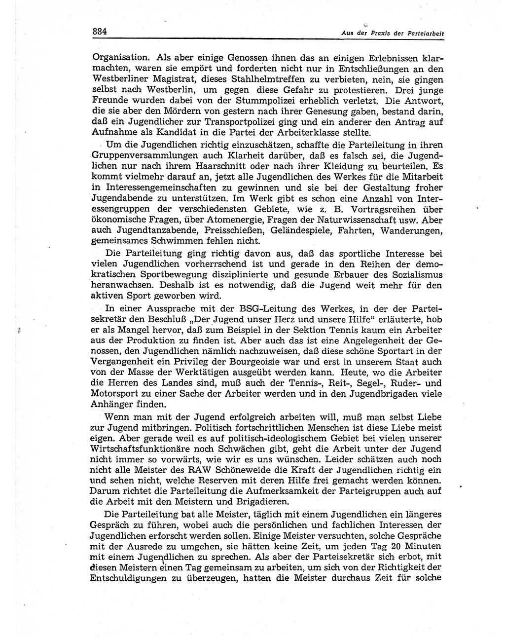 Neuer Weg (NW), Organ des Zentralkomitees (ZK) der SED (Sozialistische Einheitspartei Deutschlands) für Fragen des Parteiaufbaus und des Parteilebens, 11. Jahrgang [Deutsche Demokratische Republik (DDR)] 1956, Seite 884 (NW ZK SED DDR 1956, S. 884)