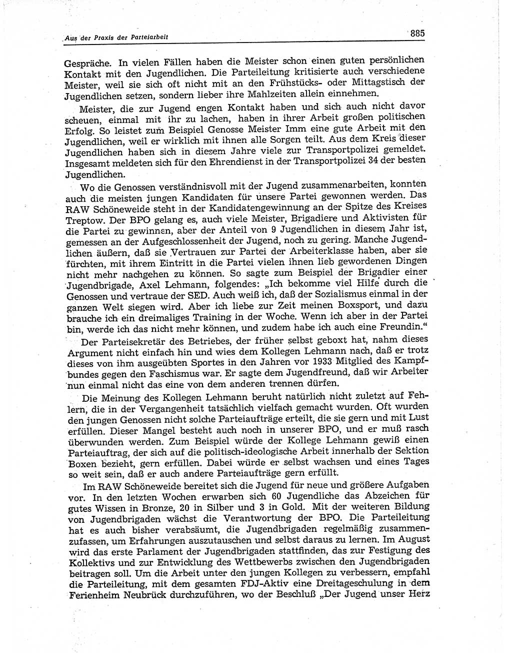 Neuer Weg (NW), Organ des Zentralkomitees (ZK) der SED (Sozialistische Einheitspartei Deutschlands) für Fragen des Parteiaufbaus und des Parteilebens, 11. Jahrgang [Deutsche Demokratische Republik (DDR)] 1956, Seite 885 (NW ZK SED DDR 1956, S. 885)