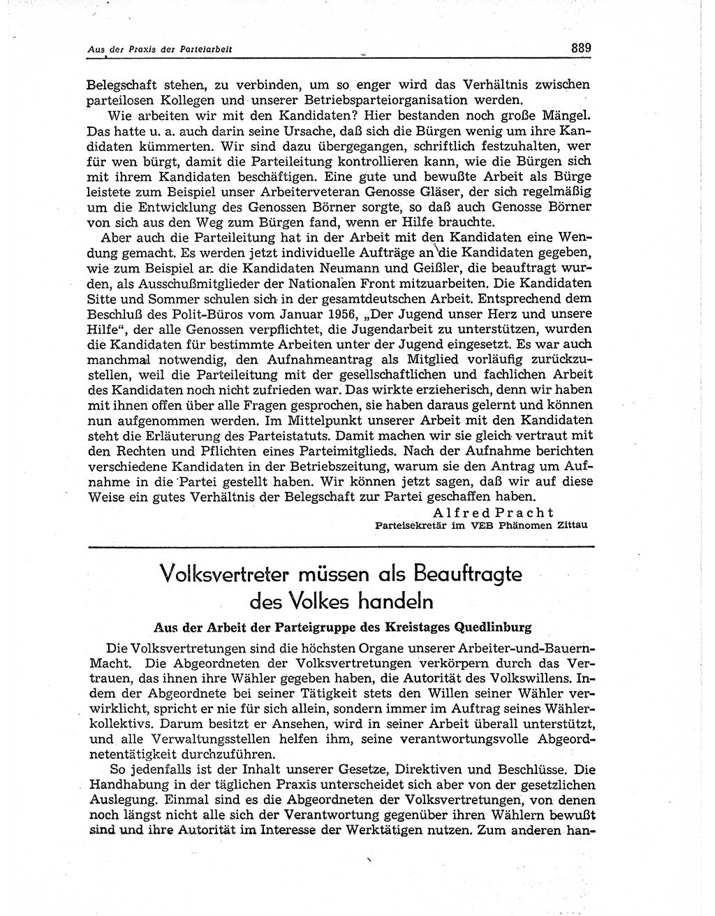 Neuer Weg (NW), Organ des Zentralkomitees (ZK) der SED (Sozialistische Einheitspartei Deutschlands) für Fragen des Parteiaufbaus und des Parteilebens, 11. Jahrgang [Deutsche Demokratische Republik (DDR)] 1956, Seite 889 (NW ZK SED DDR 1956, S. 889)