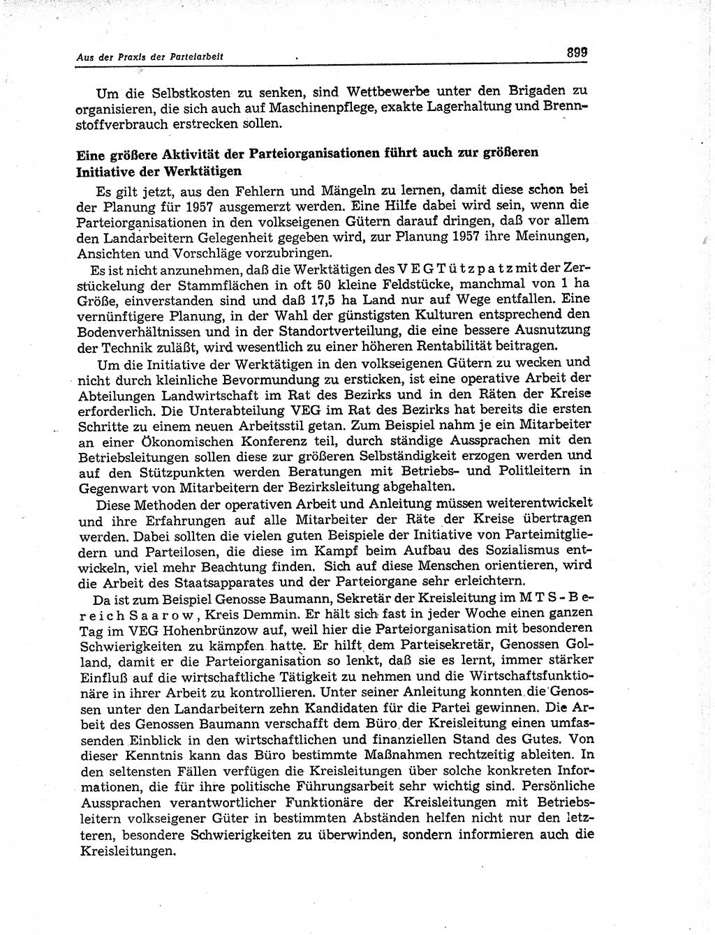Neuer Weg (NW), Organ des Zentralkomitees (ZK) der SED (Sozialistische Einheitspartei Deutschlands) für Fragen des Parteiaufbaus und des Parteilebens, 11. Jahrgang [Deutsche Demokratische Republik (DDR)] 1956, Seite 899 (NW ZK SED DDR 1956, S. 899)