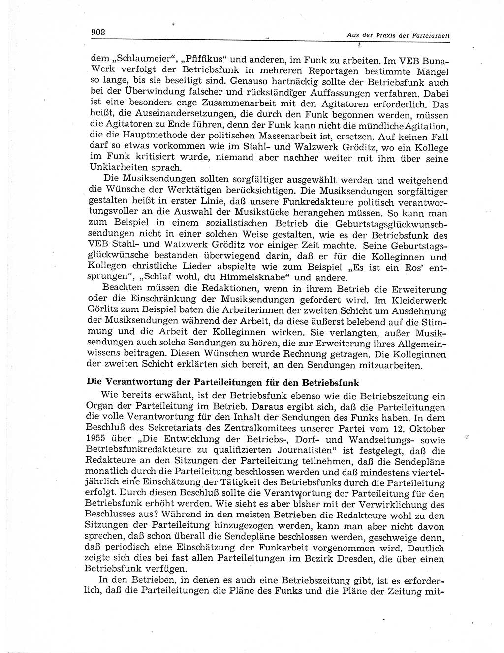 Neuer Weg (NW), Organ des Zentralkomitees (ZK) der SED (Sozialistische Einheitspartei Deutschlands) für Fragen des Parteiaufbaus und des Parteilebens, 11. Jahrgang [Deutsche Demokratische Republik (DDR)] 1956, Seite 908 (NW ZK SED DDR 1956, S. 908)