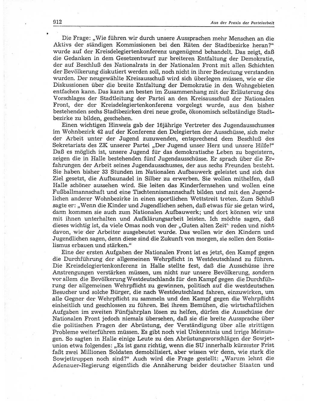 Neuer Weg (NW), Organ des Zentralkomitees (ZK) der SED (Sozialistische Einheitspartei Deutschlands) für Fragen des Parteiaufbaus und des Parteilebens, 11. Jahrgang [Deutsche Demokratische Republik (DDR)] 1956, Seite 912 (NW ZK SED DDR 1956, S. 912)